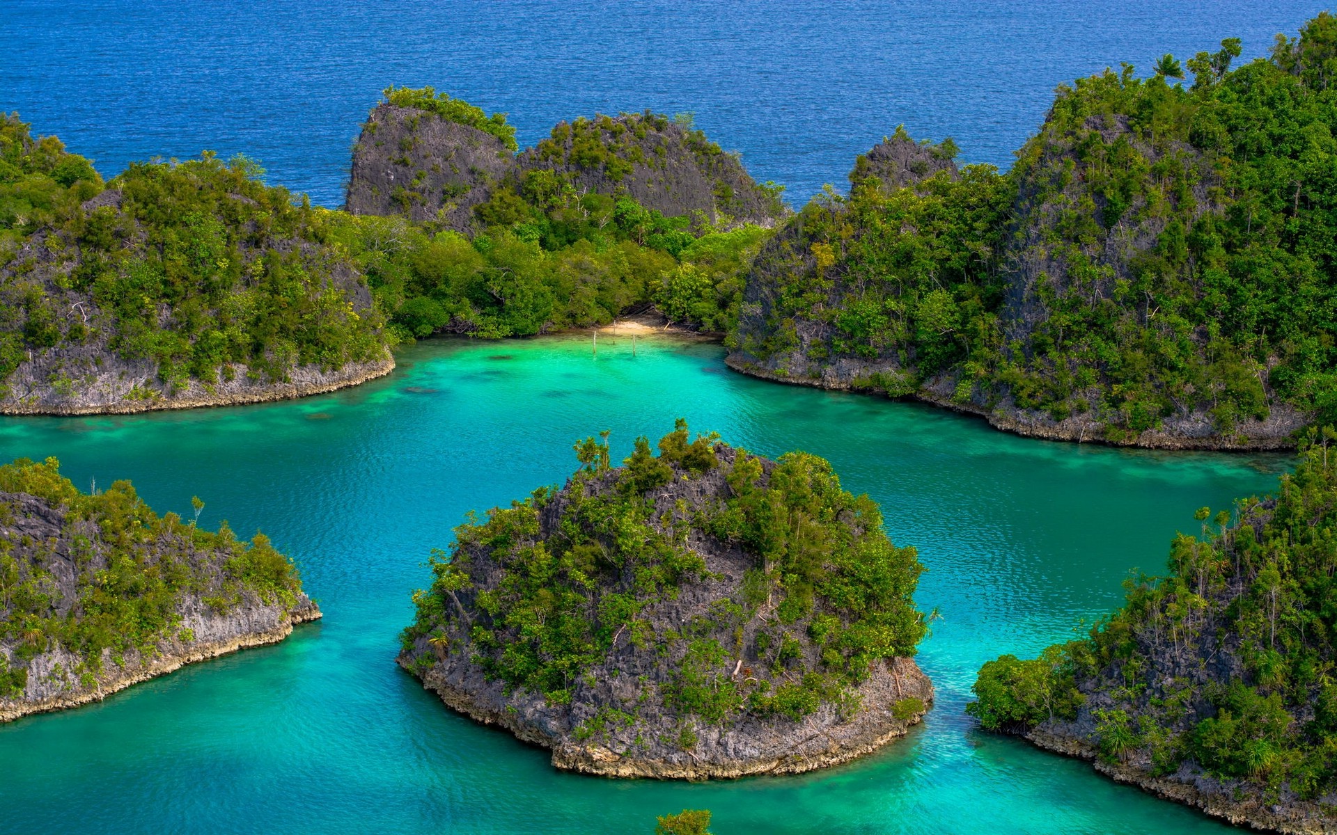 Bay Earth Green Indonesia Island Nature Ocean Philippines Rock Sea Tree Turquoise 1920x1200