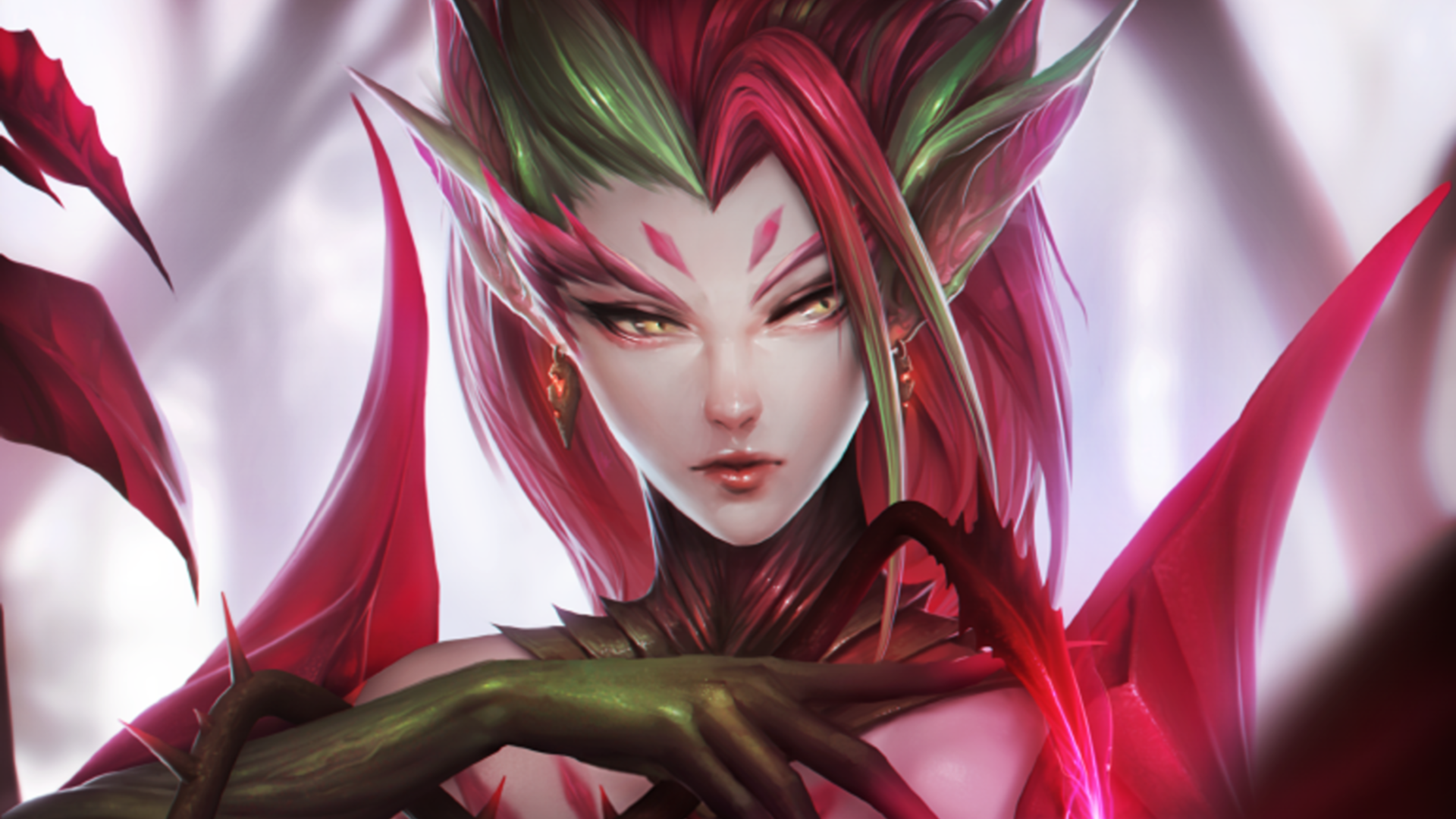 Fantasy Plant Thorns Woman Zyra League Of Legends 1920x1080