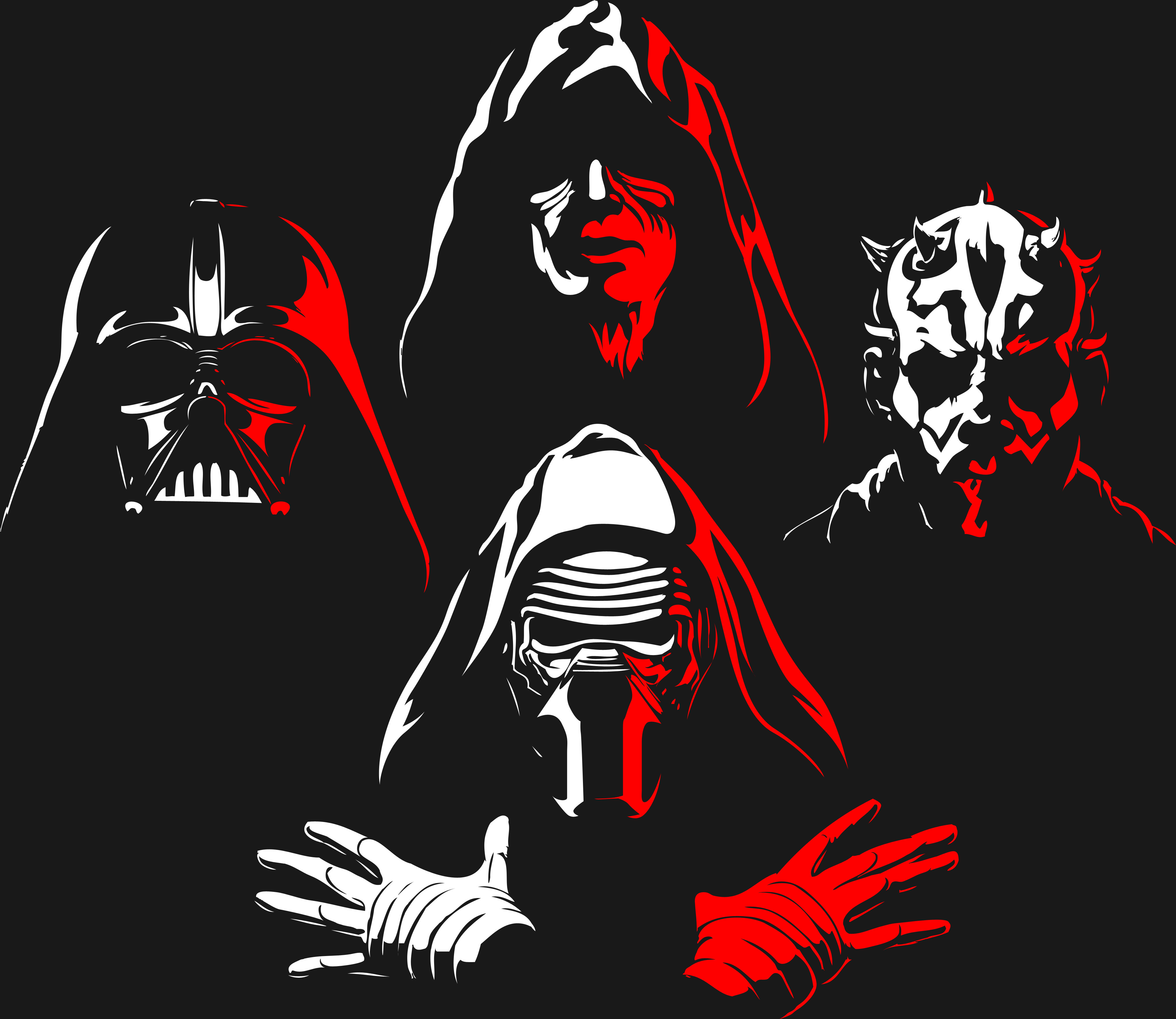 Darth Maul Darth Sidious Darth Vader Emperor Palpatine Kylo Ren Sith Star Wars Star Wars 4069x3528