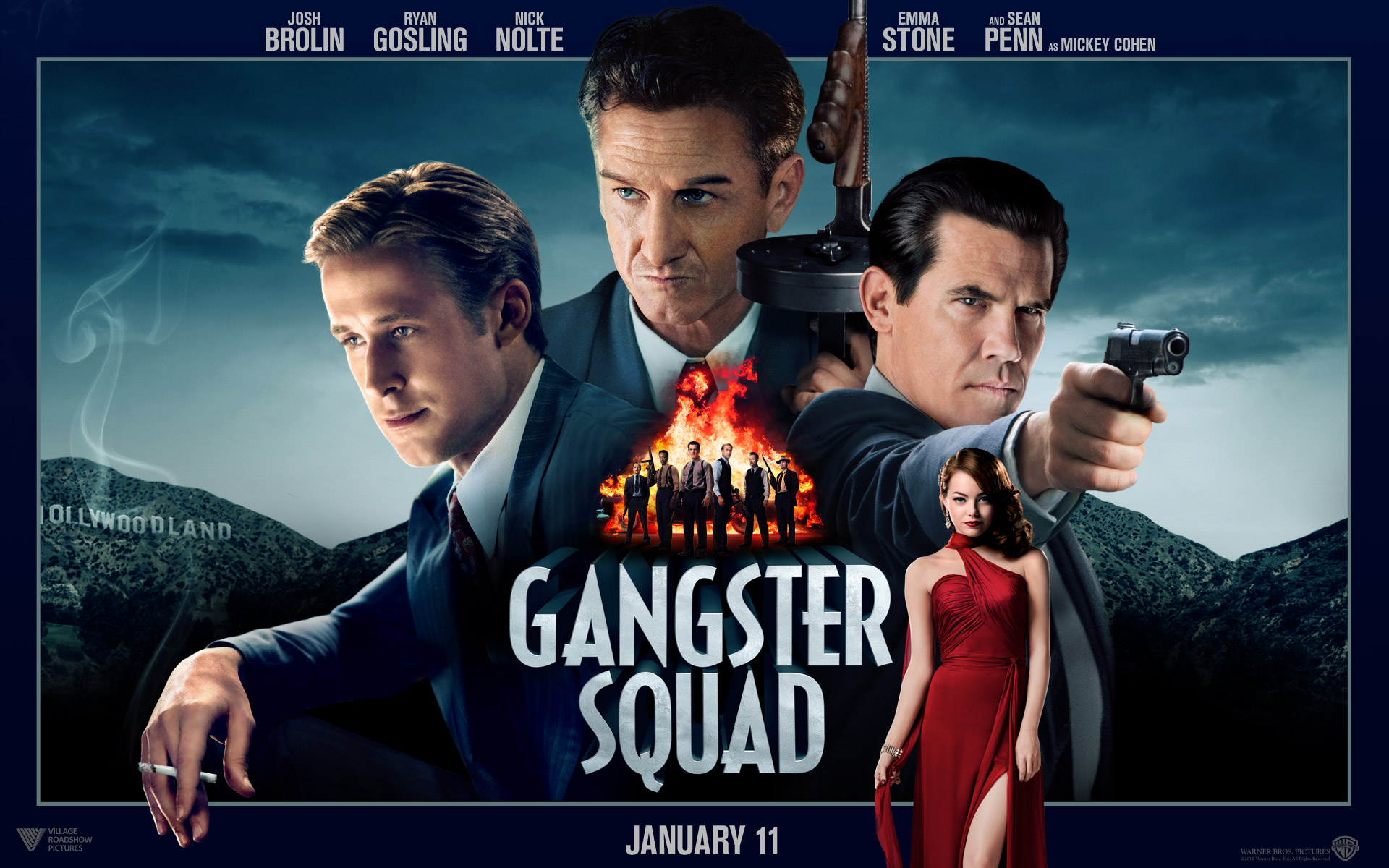 Emma Stone Gangster Josh Brolin Ryan Gosling Sean Penn 1920x1200