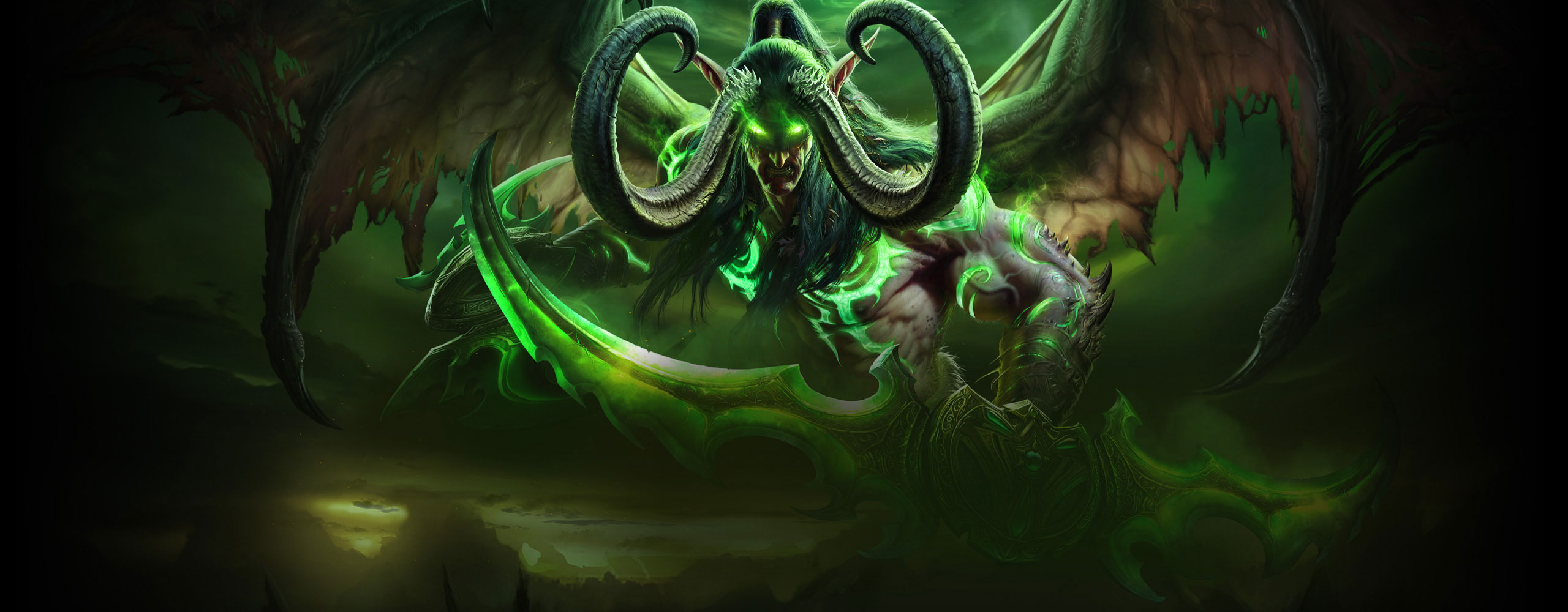 Demon Horns Illidan Stormrage Sword World Of Warcraft 2560x1000