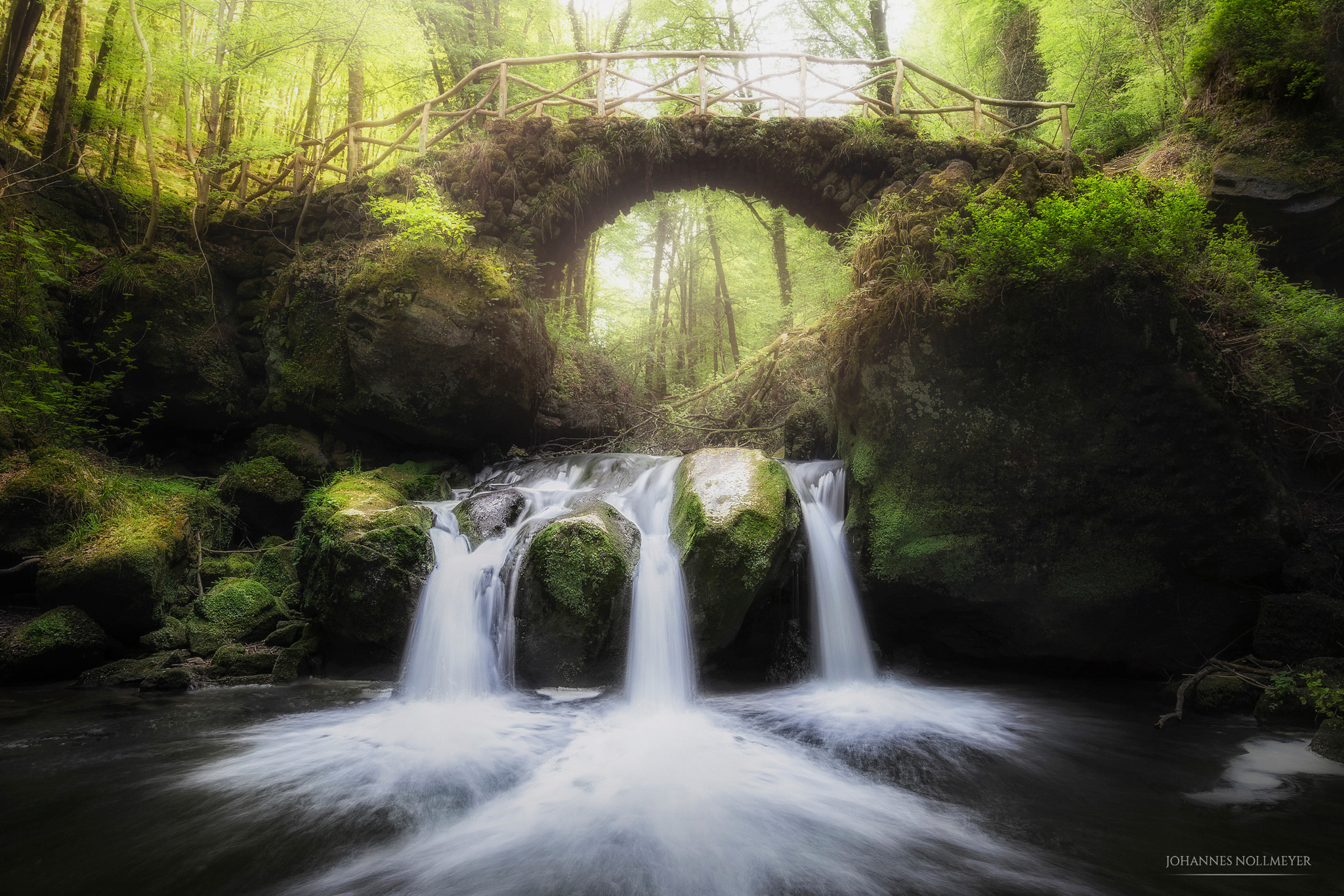Bridge Forest Landscape Luxembourg Muellerthal Nature Waterfall 2048x1365