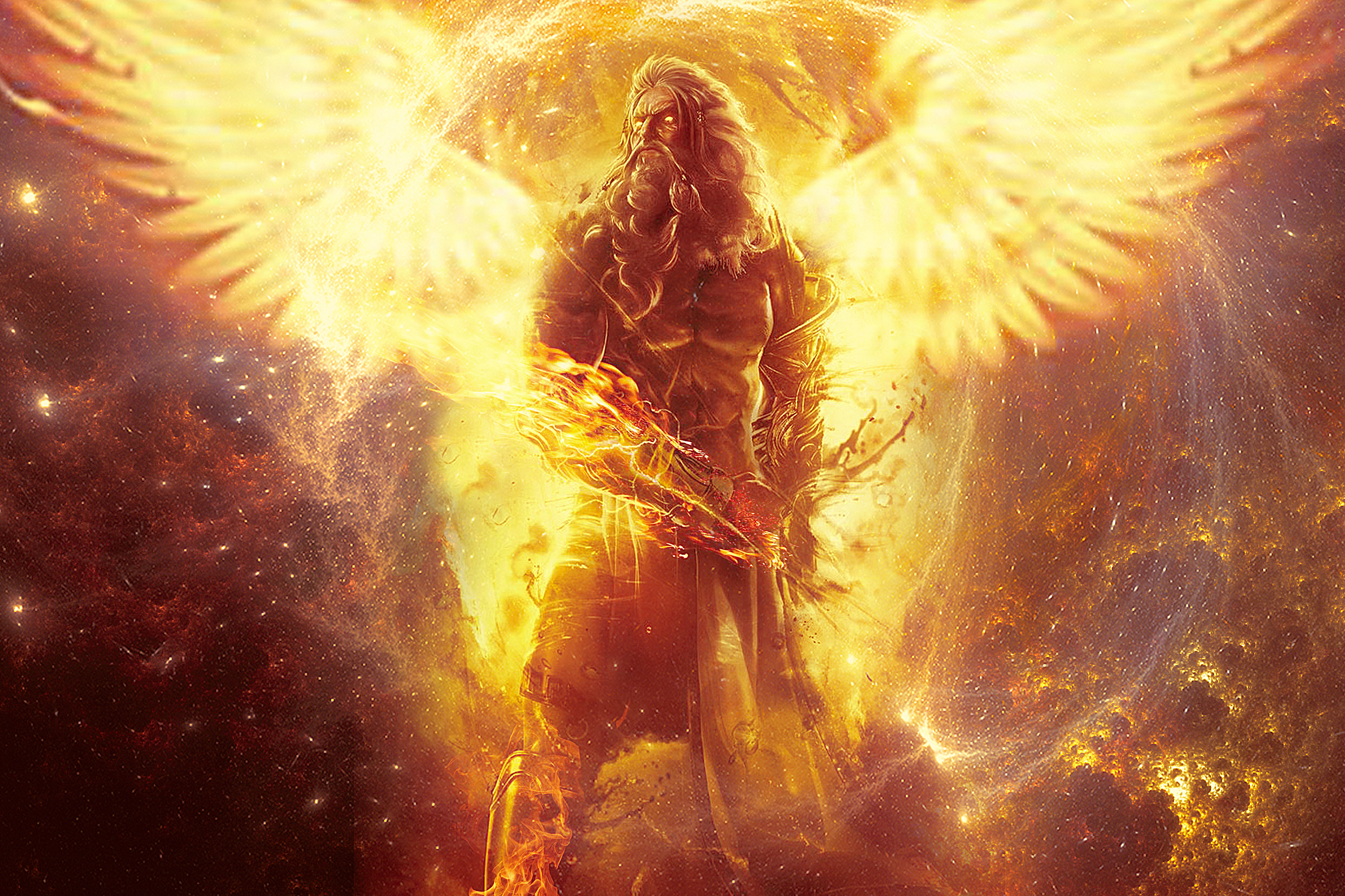 Inferno Fire Wings God Warrior Zeus 3000x2000
