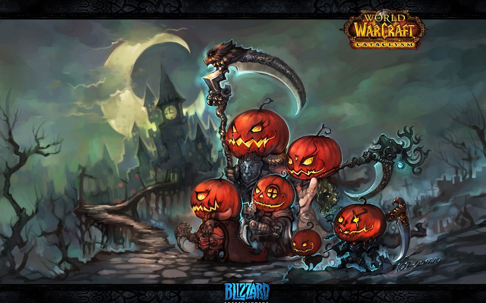 Elf Halloween Pumpkin Sword Weapon World Of Warcraft 1680x1050