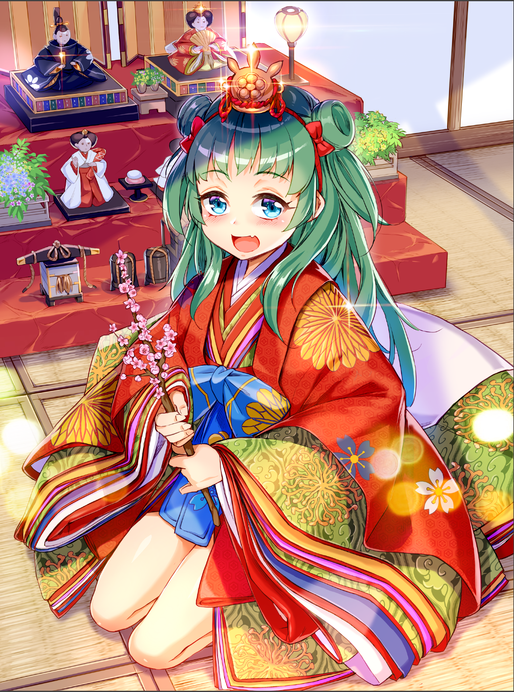Xil Japanese Kimono Kimono Aqua Hair Sakura Blossom 1668x2242
