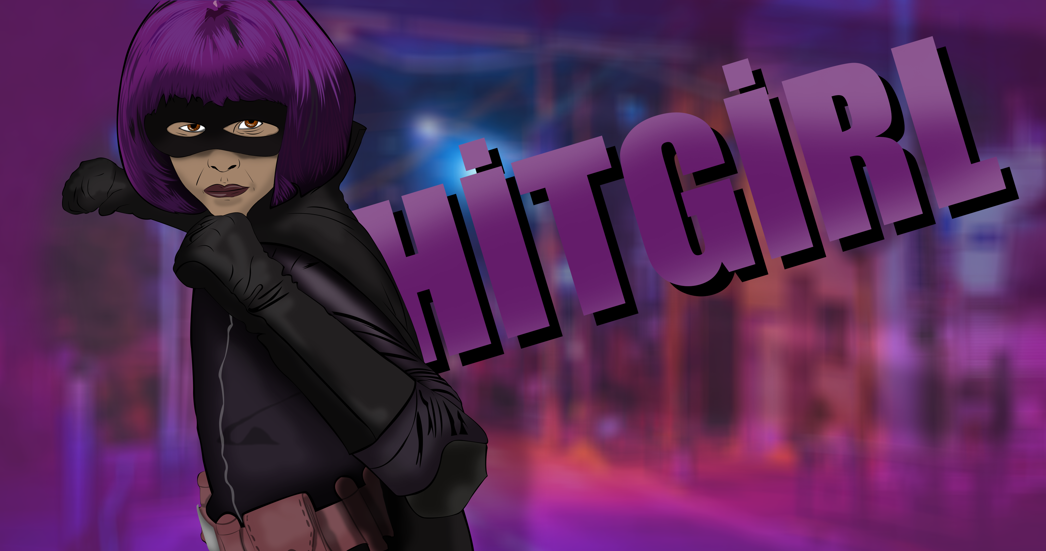 Illustration Hit Girl Kick Ass Kick Ass 2 Purple Background Drawing Photoshop 4096x2160