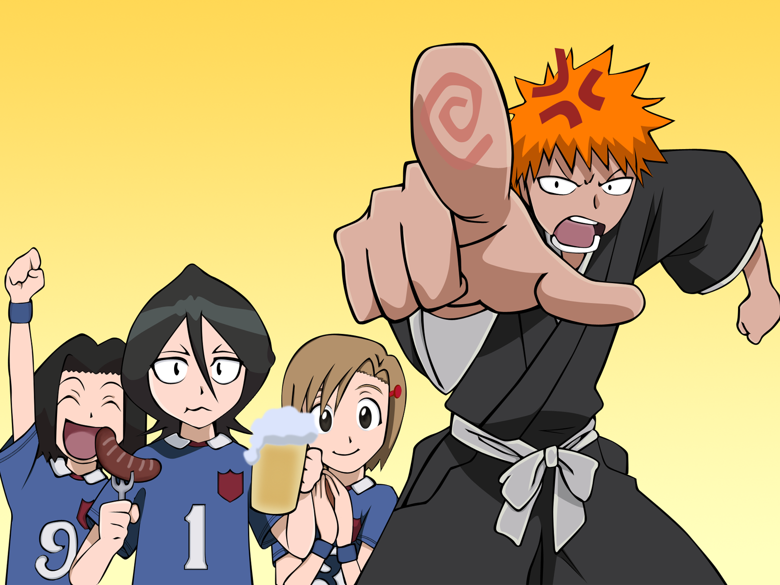 Ichigo Kurosaki Karin Kurosaki Rukia Kuchiki Yuzu Kurosaki 1600x1200