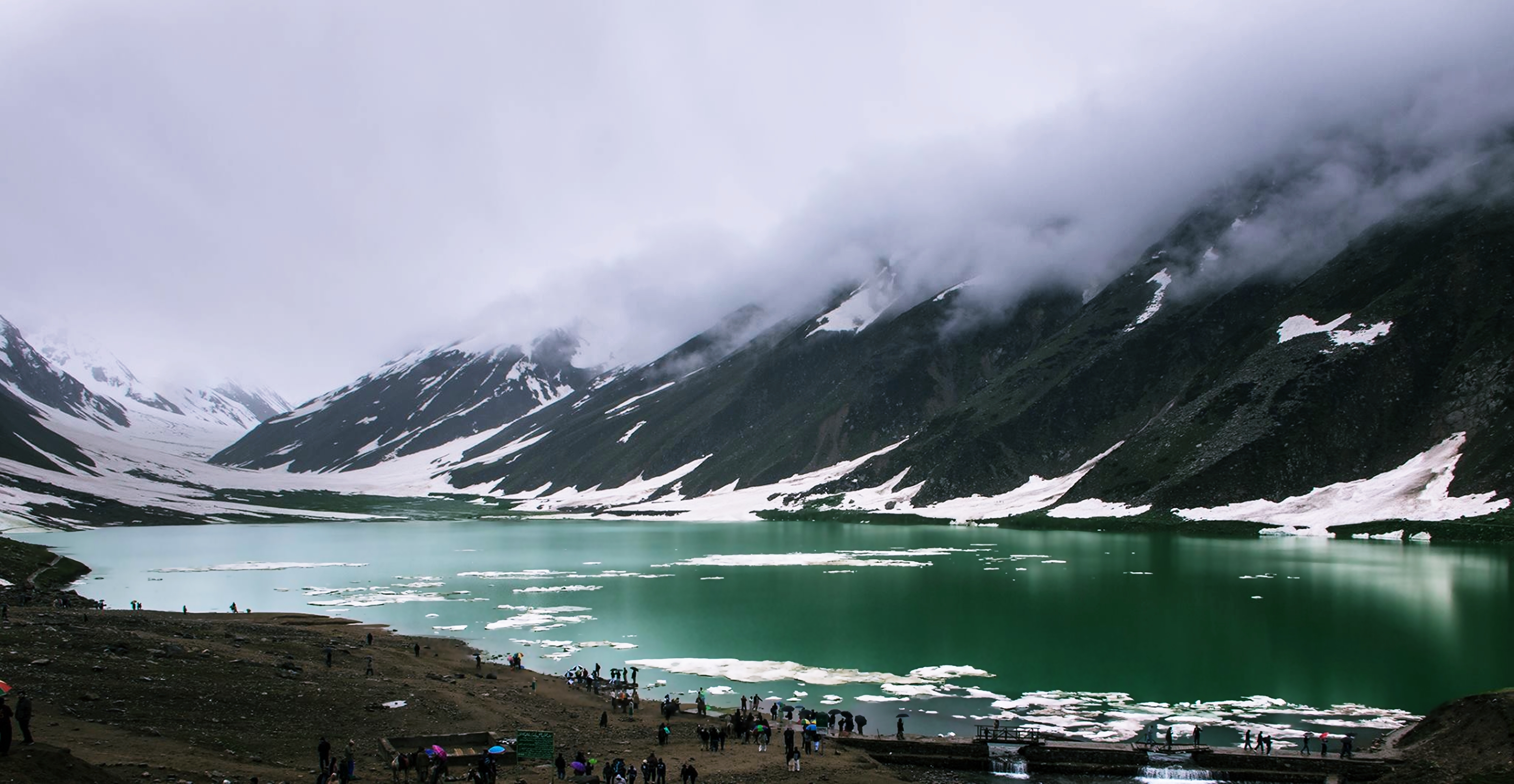 Cloud Ice Lake Landscape Mountain Nature Pakistan People Snow 3840x1988