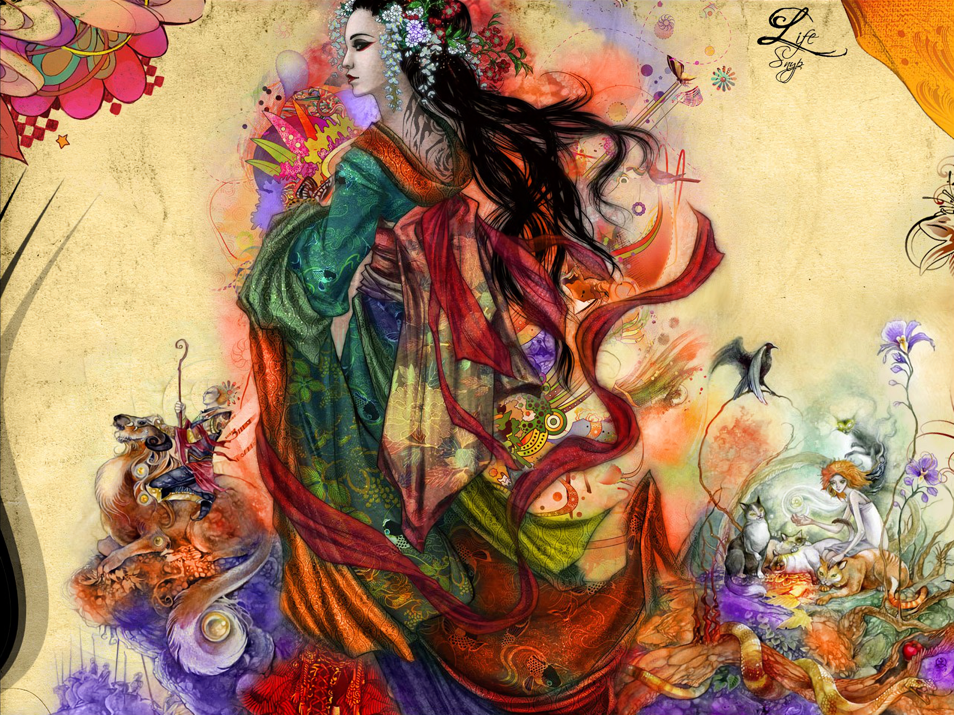 Colorful Colors Geisha 1920x1440