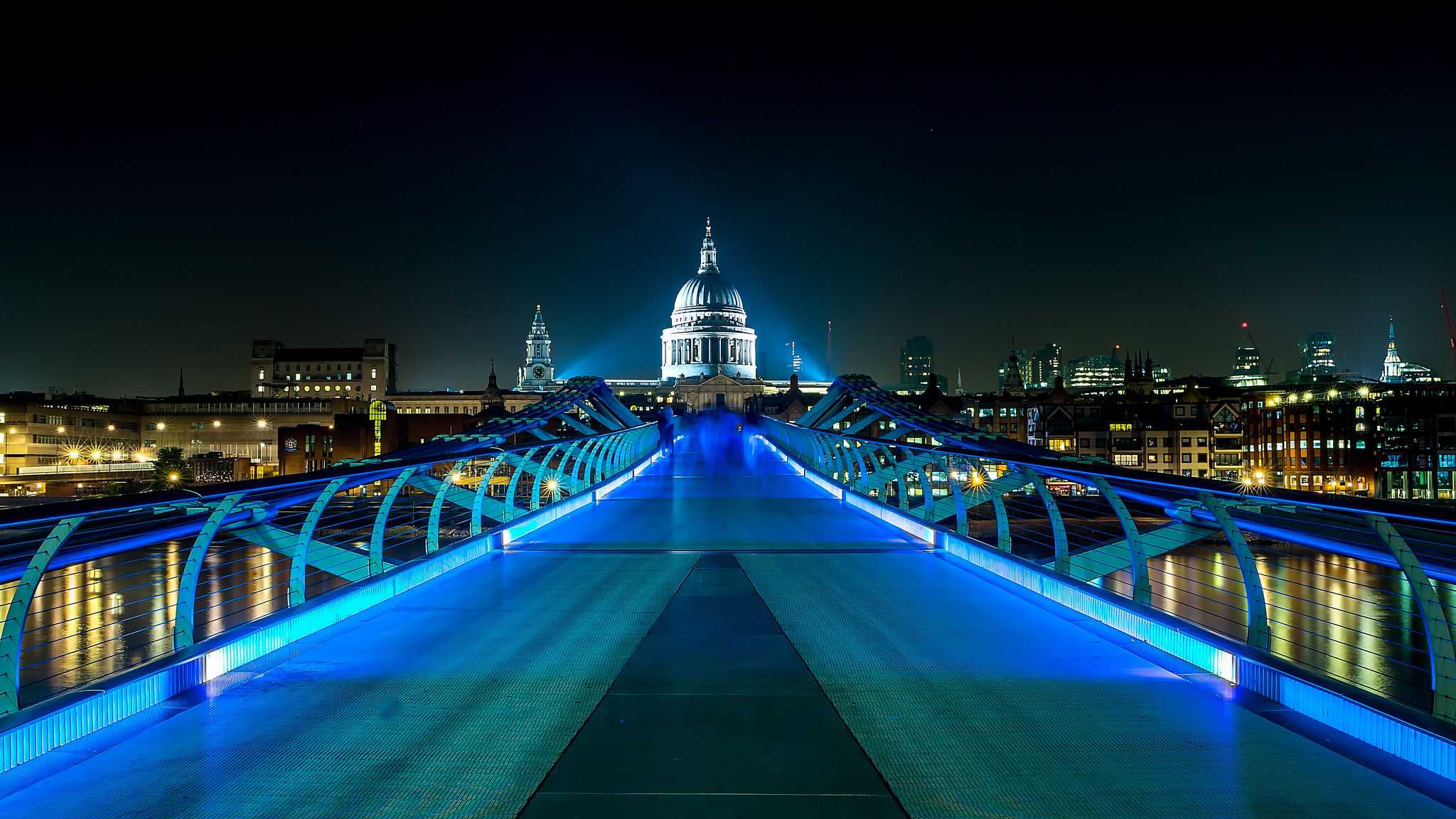 Bridge England Light London Millennium Bridge Night 2048x1152