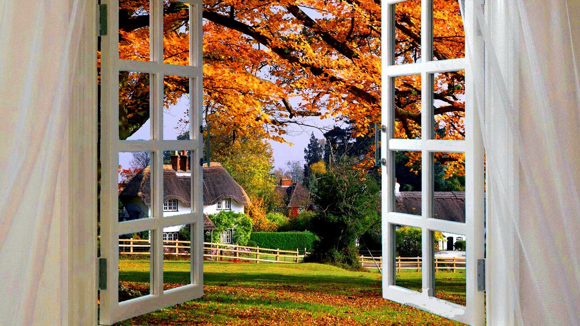 Fall House Man Made Window 1920x1080