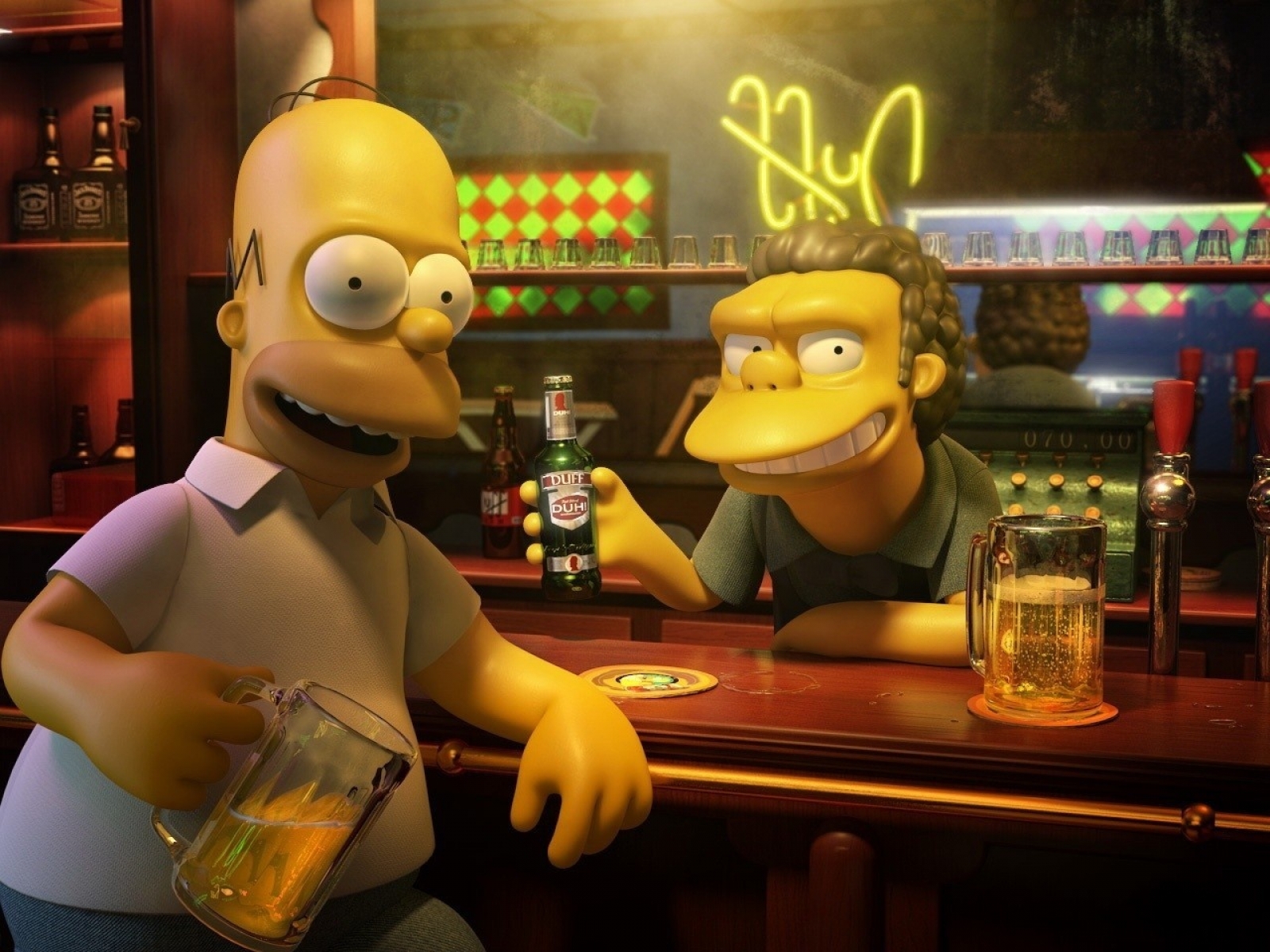 Homer Simpson Moe Szyslak 1600x1200