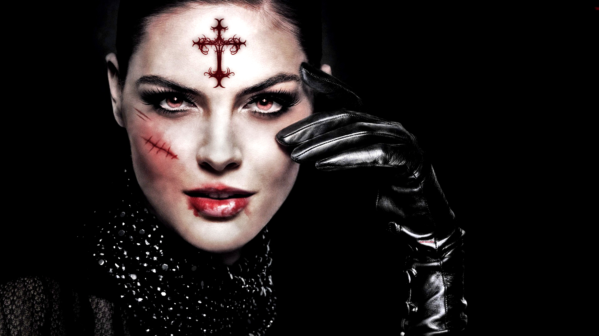 Blood Dark Face Fantasy Gothic Scar Woman 1920x1080