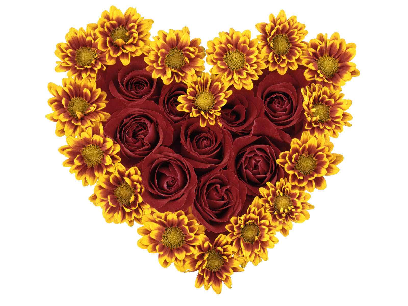 Artistic Chrysanthemum Flower Heart Red Flower Rose Yellow Flower 1600x1200