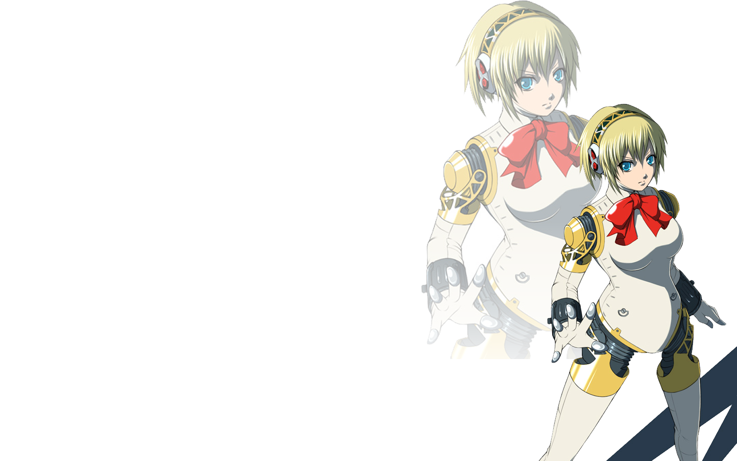 Aigis Persona Blonde Blue Eyes Persona Persona 3 Ribbon Robot 1440x900