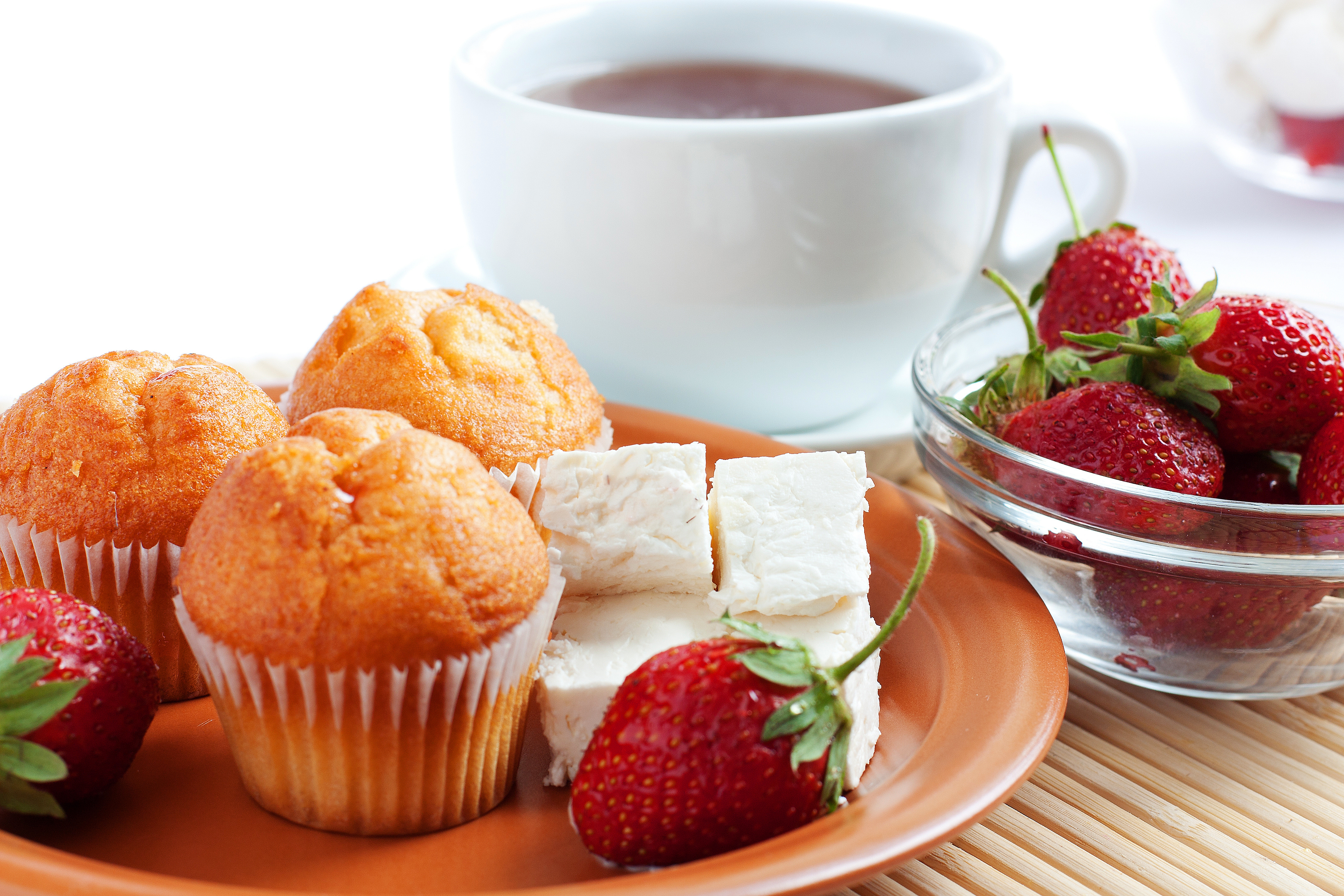 Breakfast Cheese Coffee Cup Muffin Still Life Strawberry 4272x2848