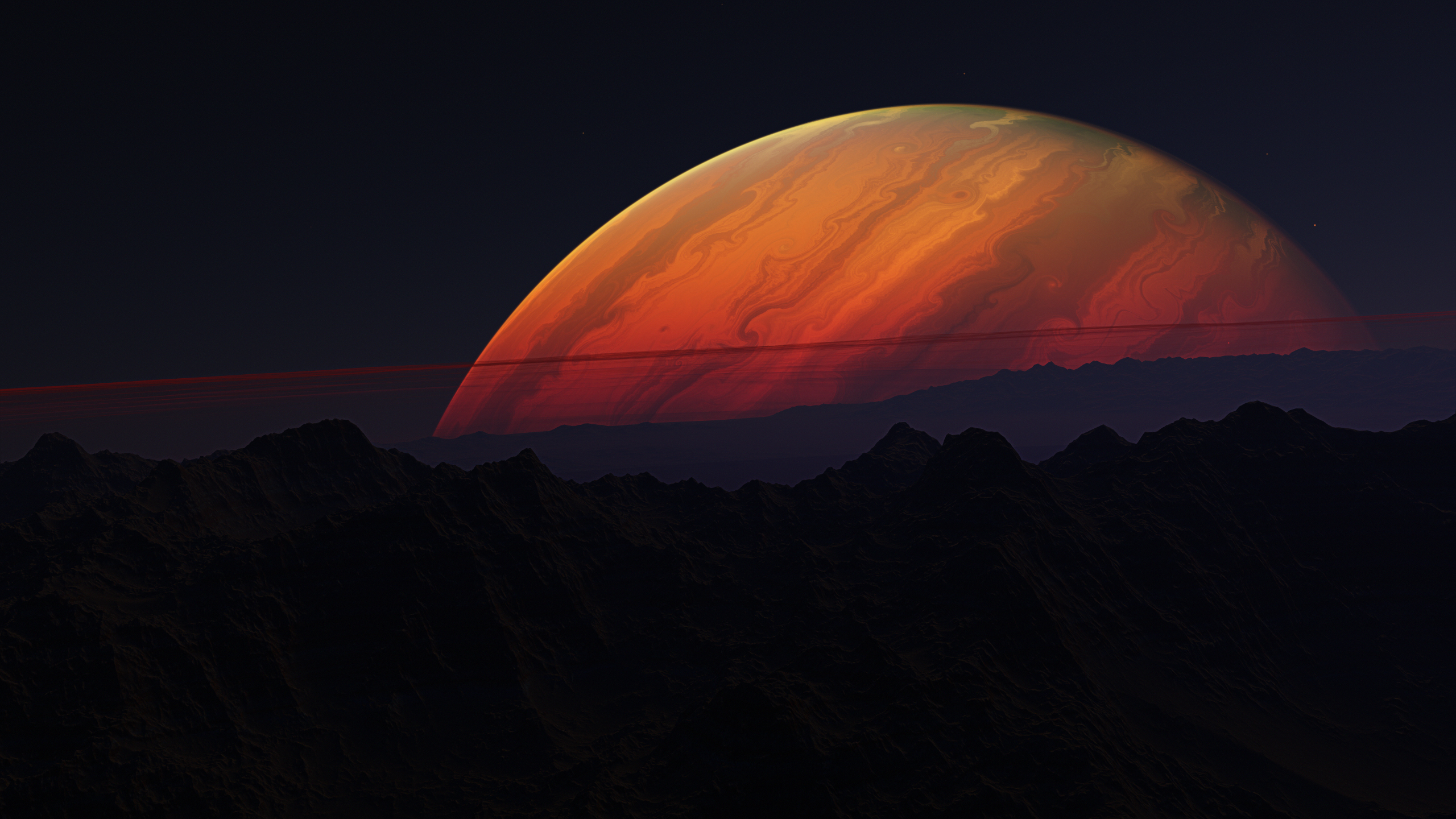 Gas Giant Planet Space Engine Orange Color 2560x1440