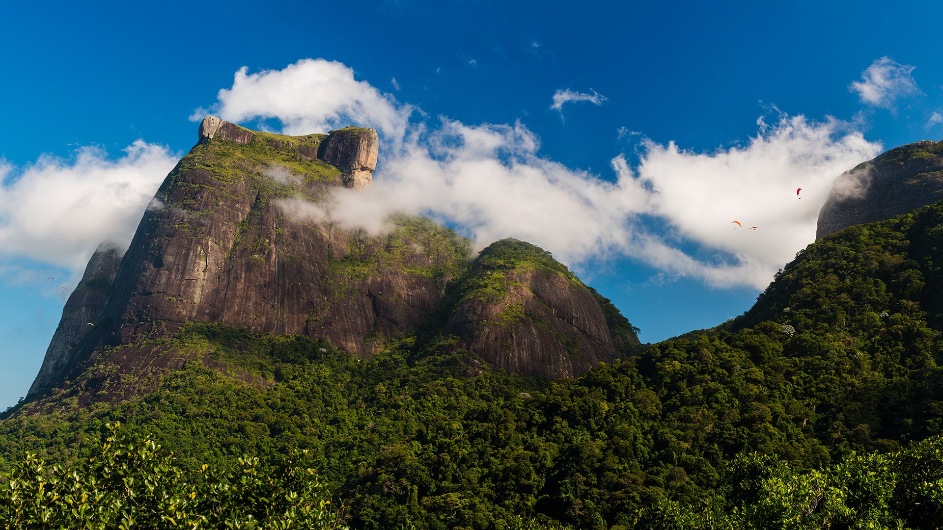 Nature Landscape Mountains Rocks Trees Forest Clouds Paragliding National Park Rio De Janeiro Brazil 1920x1080