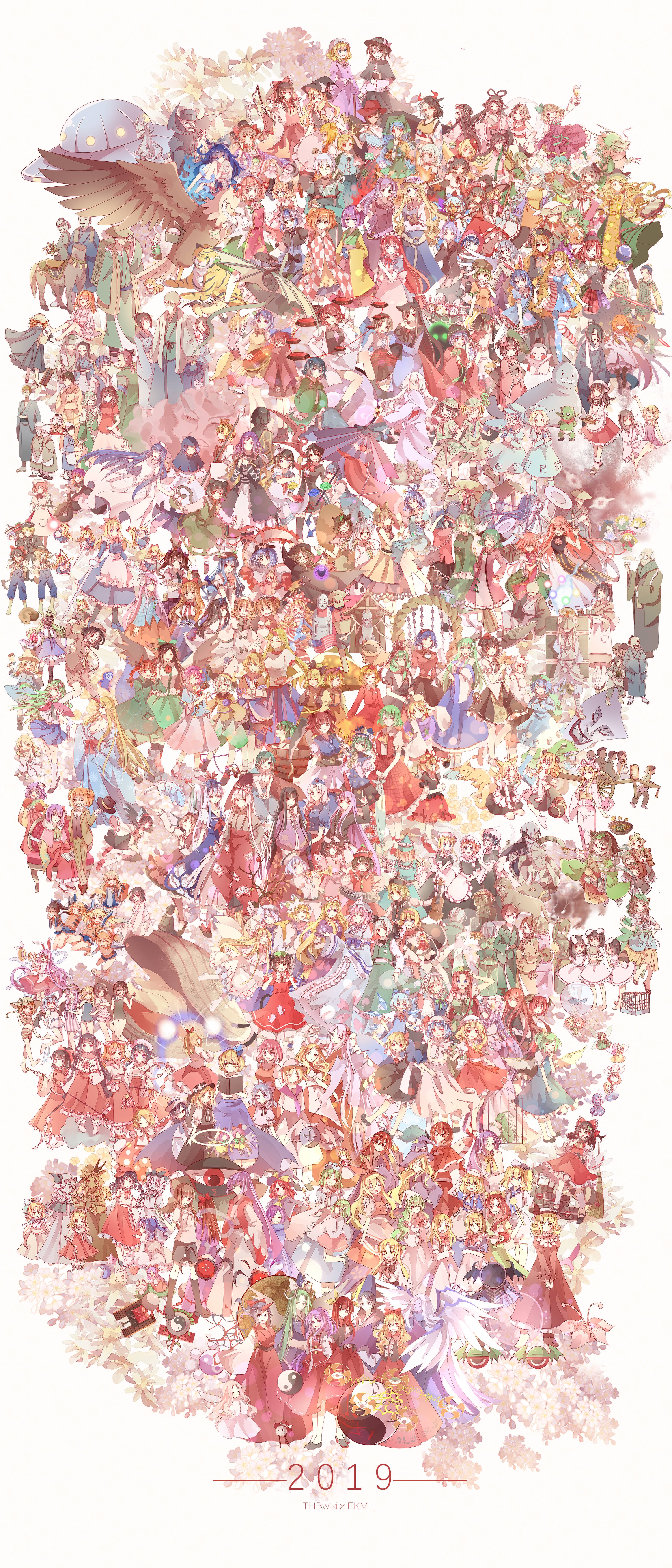 Touhou Anime Girls 2D Digital Art Artwork Vertical Hakurei Reimu Kirisame Marisa 3000x7004