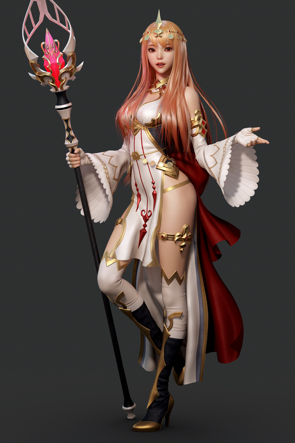 Shin JeongHo 3D Render Priestess Redhead 960x1440