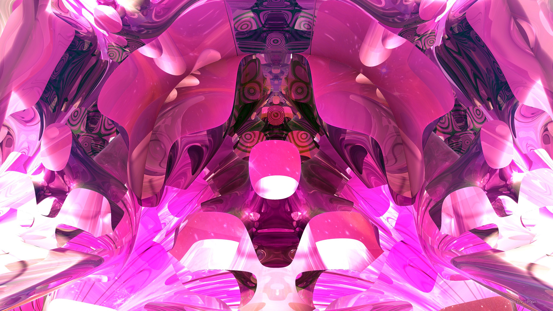 3d Abstract Artistic Bright Cgi Digital Art Fractal Geometry Mandelbulb 3d Pink 1920x1080