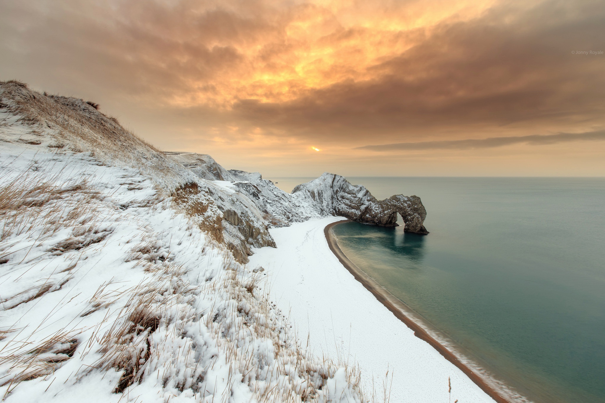 Arch Beach Cloud Coastline Durdle Door Horizon Nature Ocean Snow Winter 2048x1365