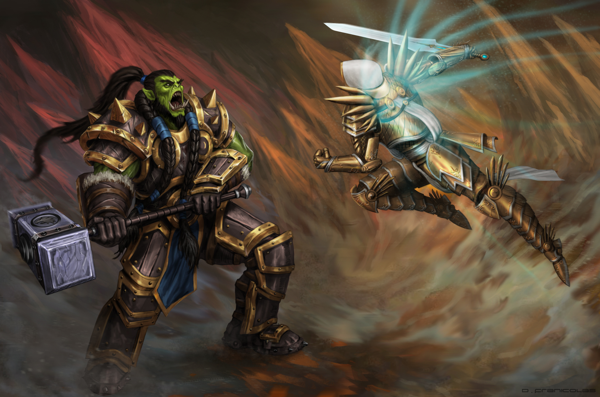 Angel Warrior Heroes Of The Storm Orc Thrall World Of Warcraft Tyrael Diablo Iii Warrior 1939x1284