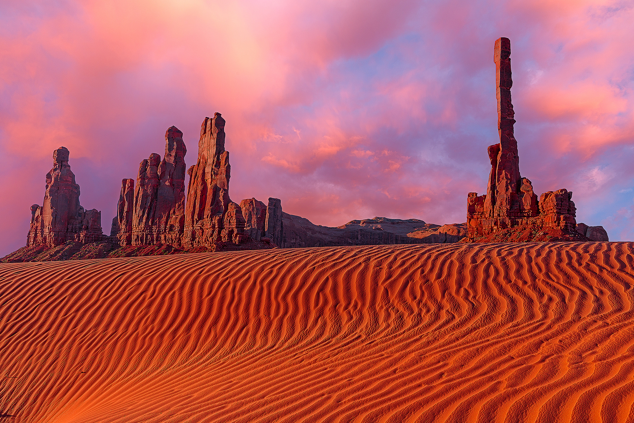 Desert Earth Monument Valley Sand Sunset 2048x1365