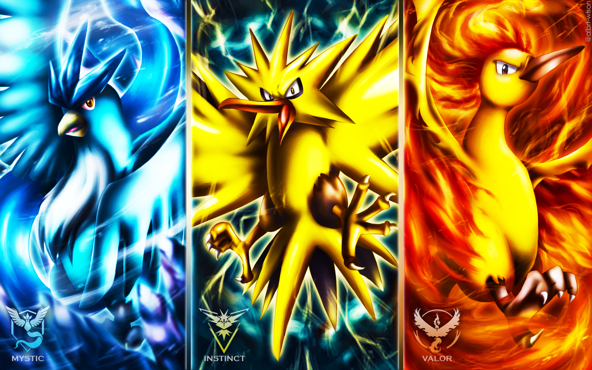 Articuno Pokemon Moltres Pokemon Pokemon Go Pokemon Team Harmony Team Instinct Team Valor Zapdos Pok 1920x1200