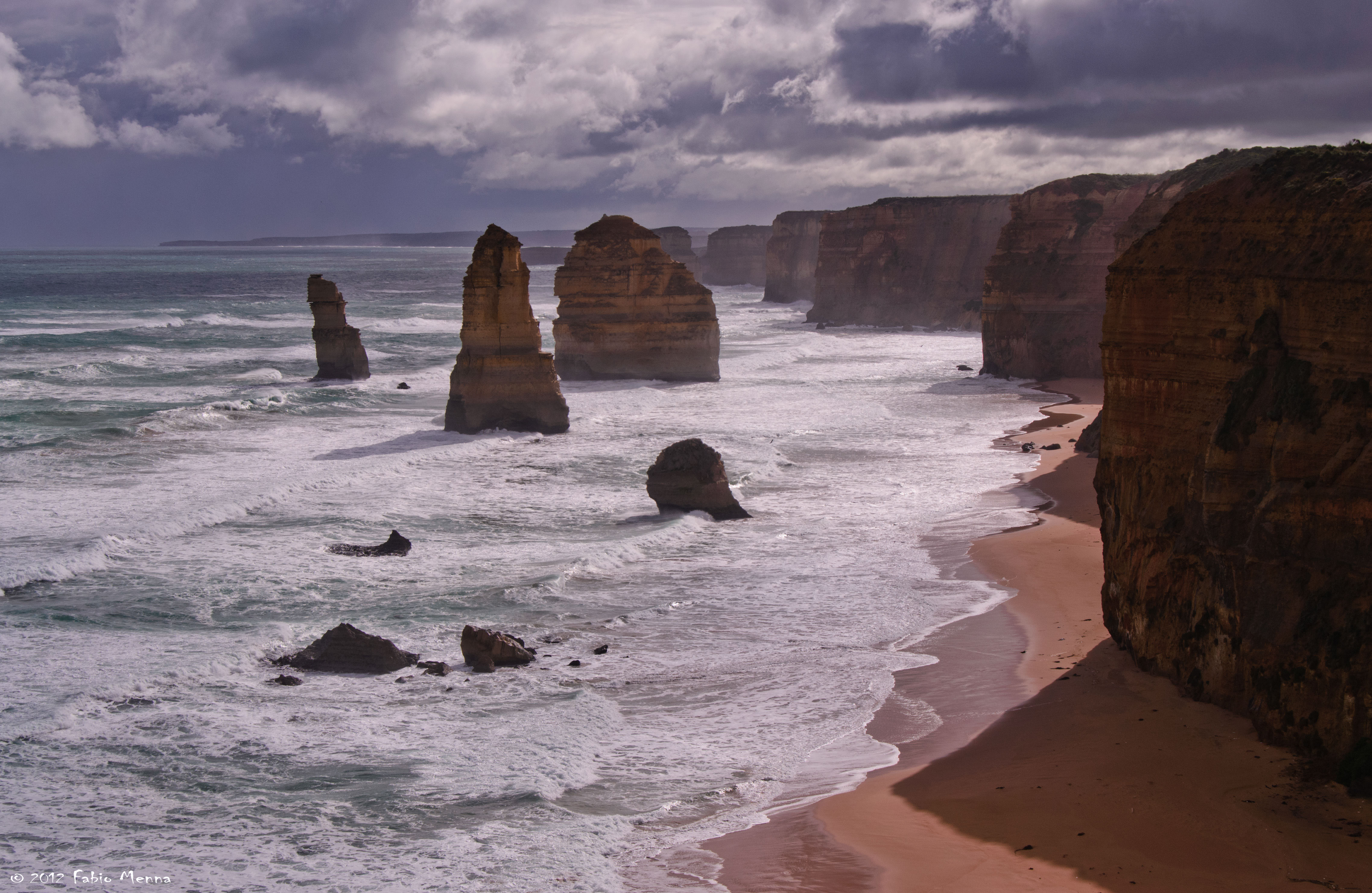 Australia Cloud Coastline Limestone Stacks Ocean Sea The Twelve Apostles Victoria Australia Wave 4549x2960