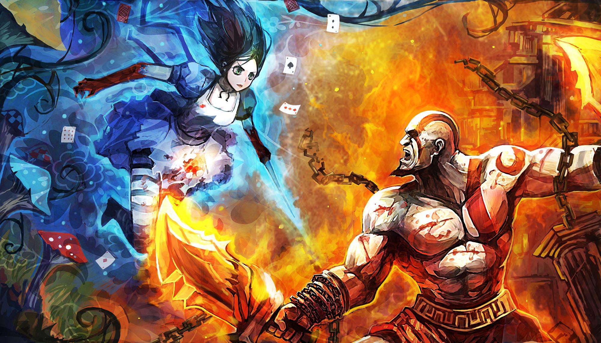 Alice Liddell Alice Madness Returns God Of War Kratos God Of War 2000x1140