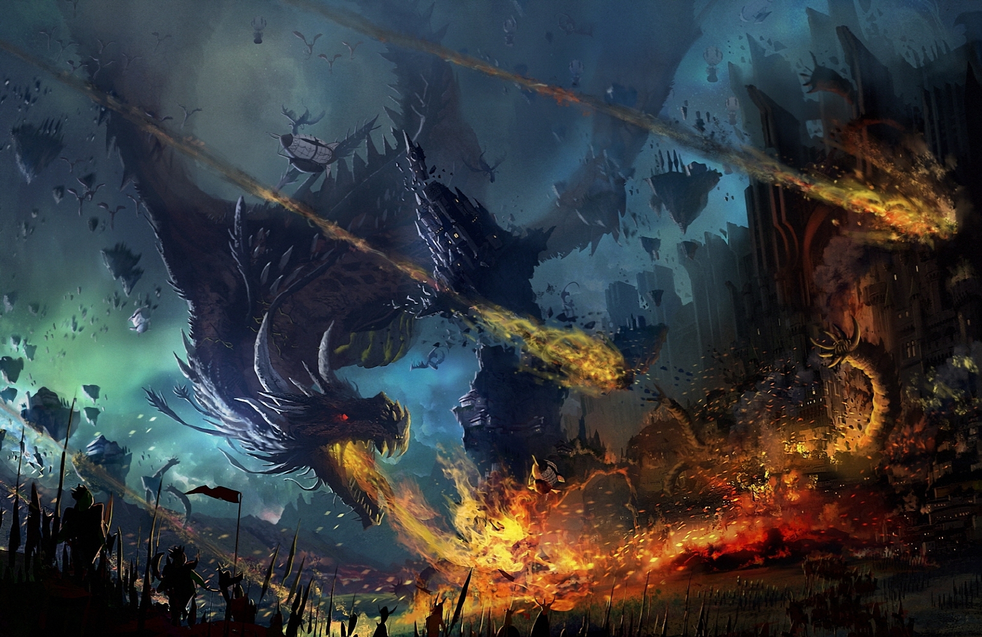 Battle City Dragon Dragon Attack Fire Warrior Wyvern 1920x1246