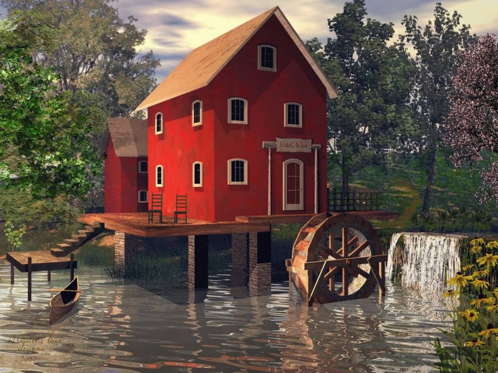 Man Made Watermill 1600x1200