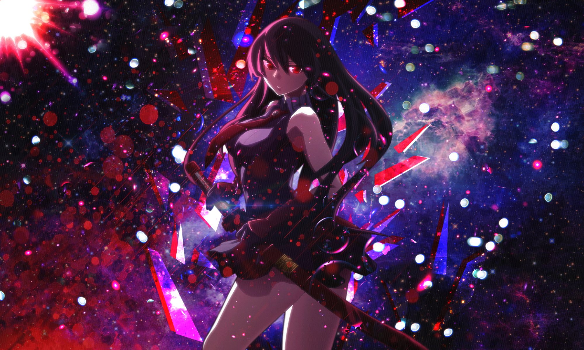 Akame Akame Ga Kill Akame Ga Kill Anime Black Dress Black Hair Dress Girl Glove Katana Long Hair Red 2000x1200