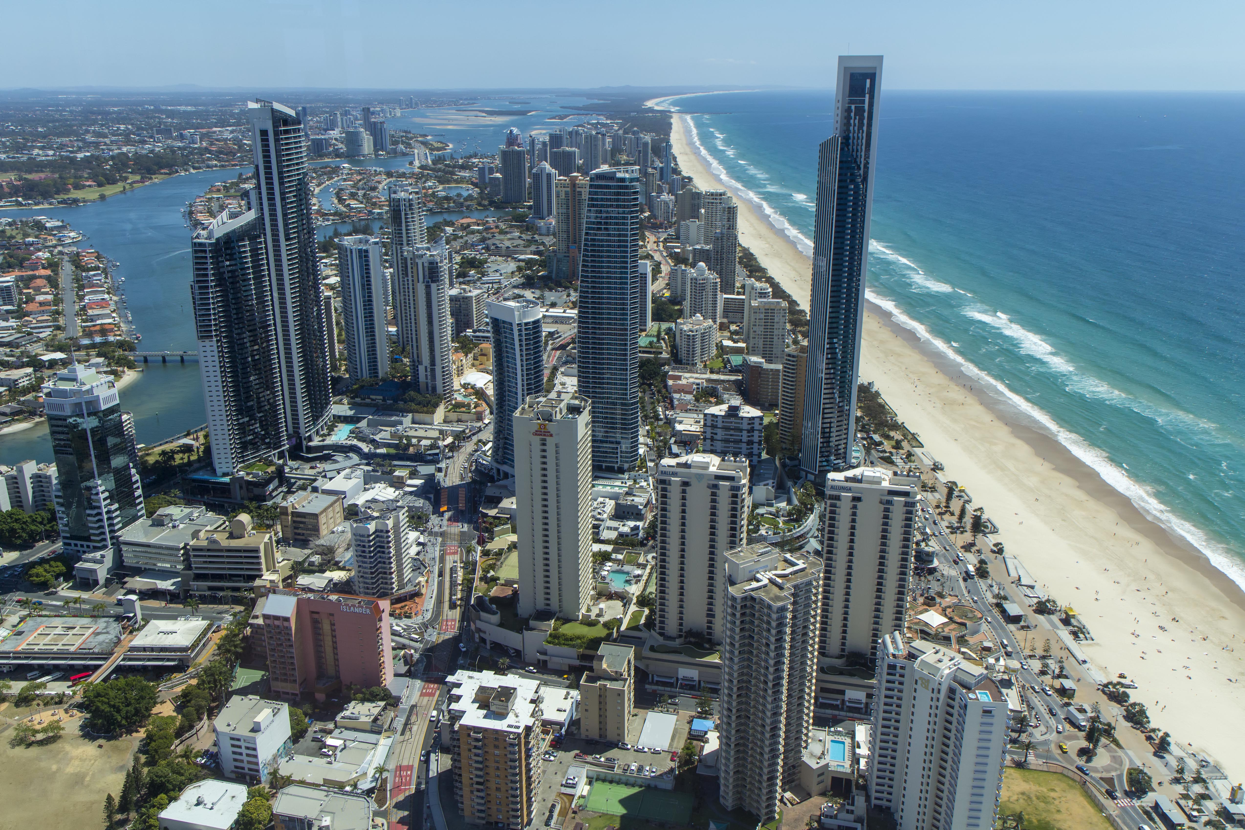 Australia Beach Coastline Gold Coast Ocean Queensland Sea Skyscraper 5095x3397