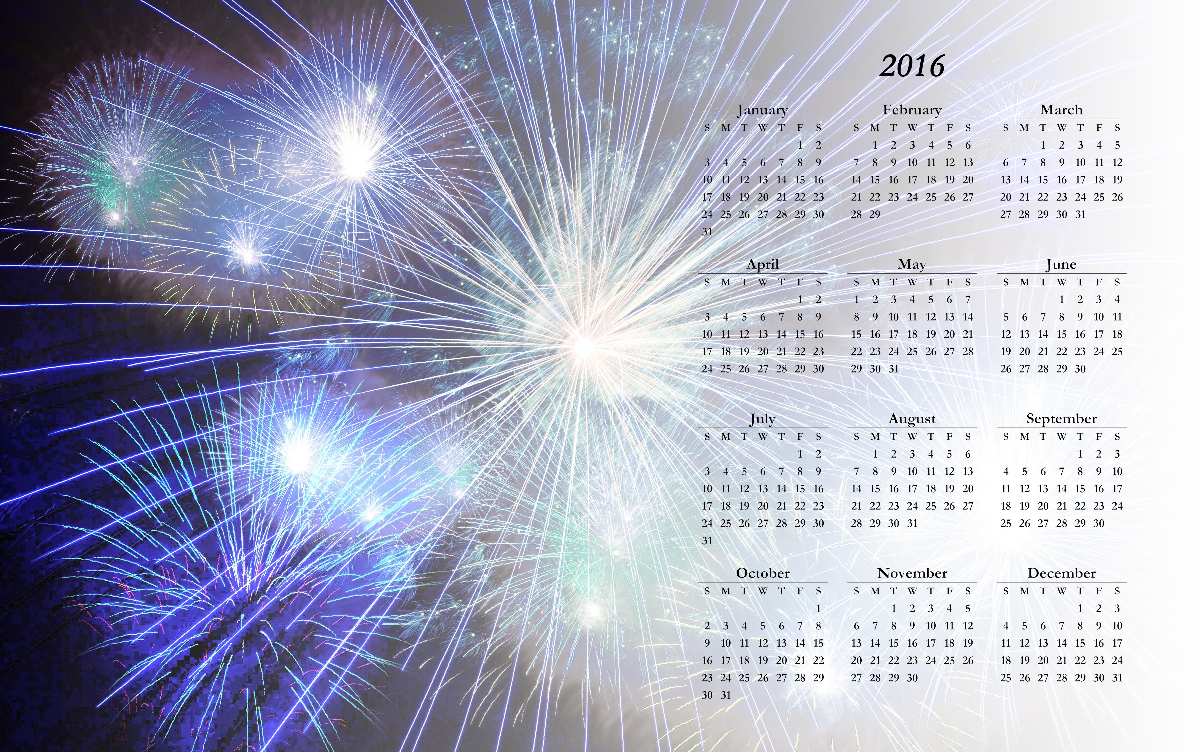 Calendar Fireworks 4961x3107