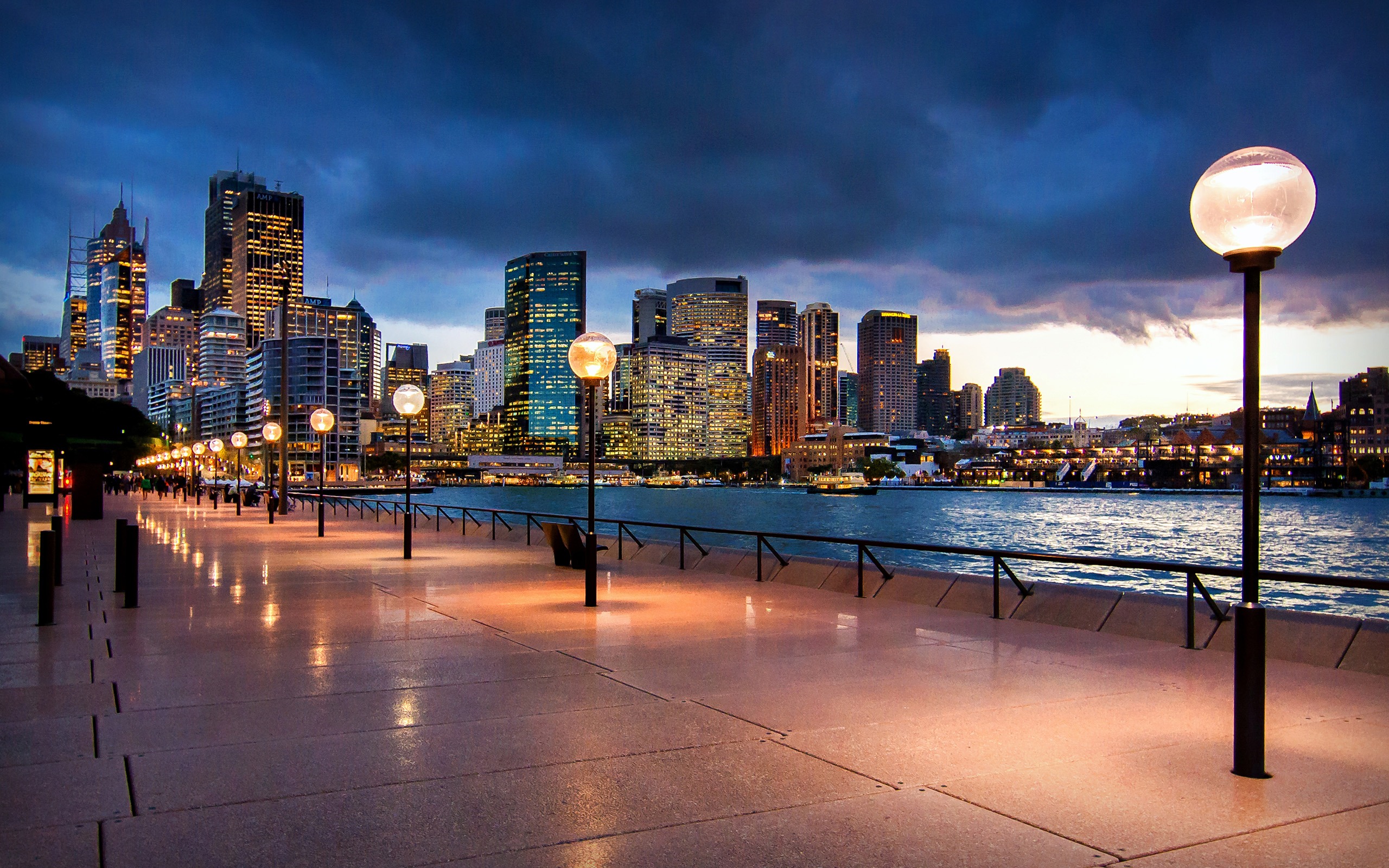 Building Circular Quay City Lamp Post Street Sydney Sydney Harbour 2560x1600