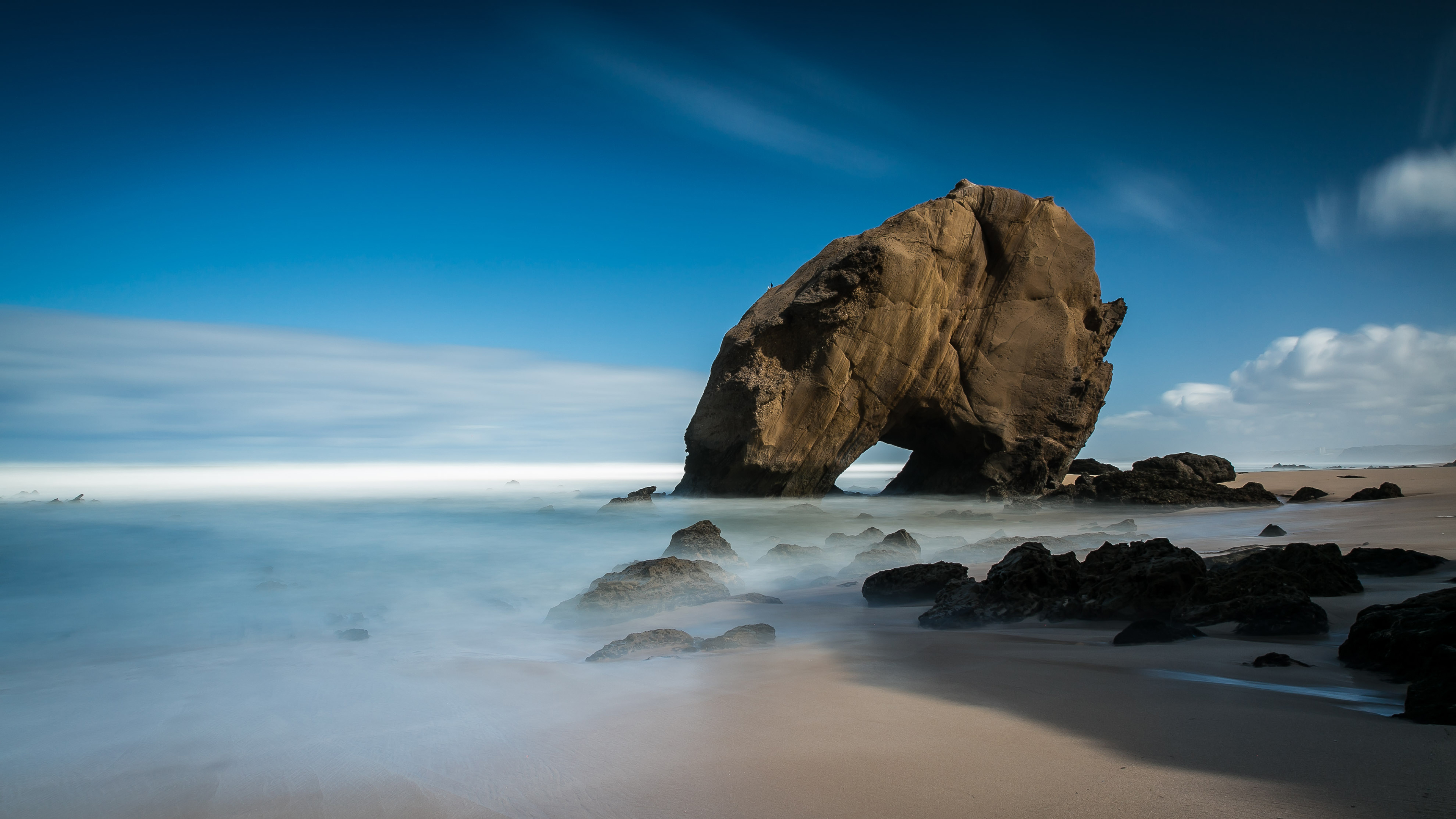 Beach Landscape Rock Santa Cruz Sea 3840x2160