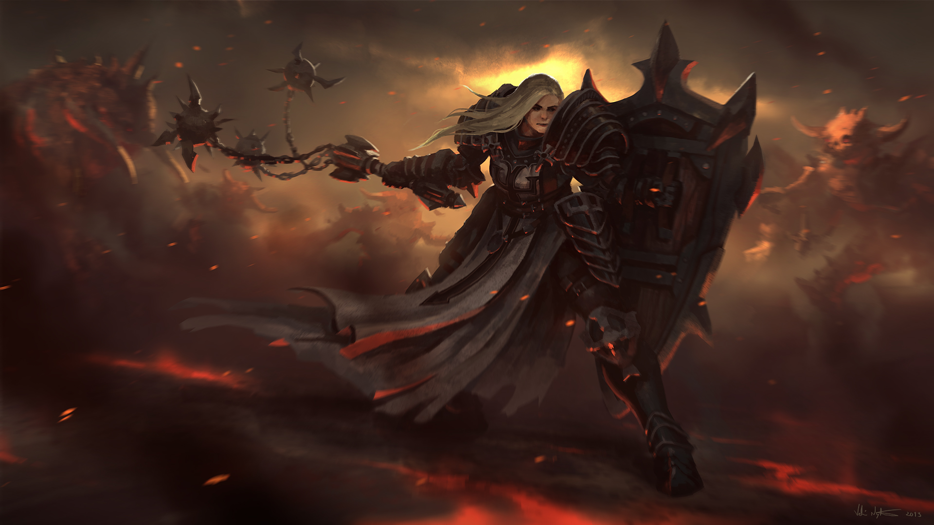 Armor Creature Crusader Diablo Iii Diablo Iii Reaper Of Souls Shield Woman Warrior 1920x1080