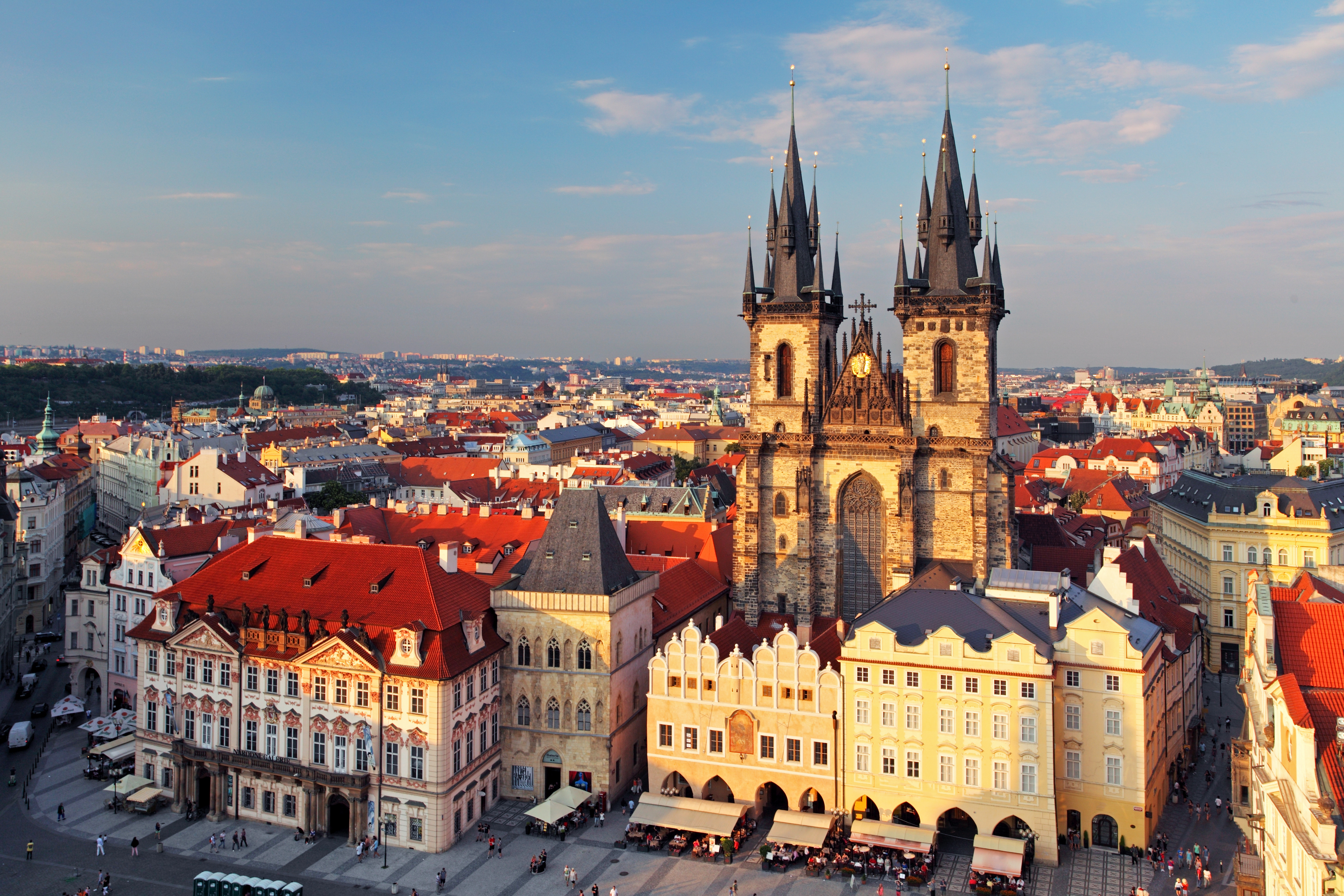 City Cityscape Czech Republic House Prague Square Tyn Church 5616x3744