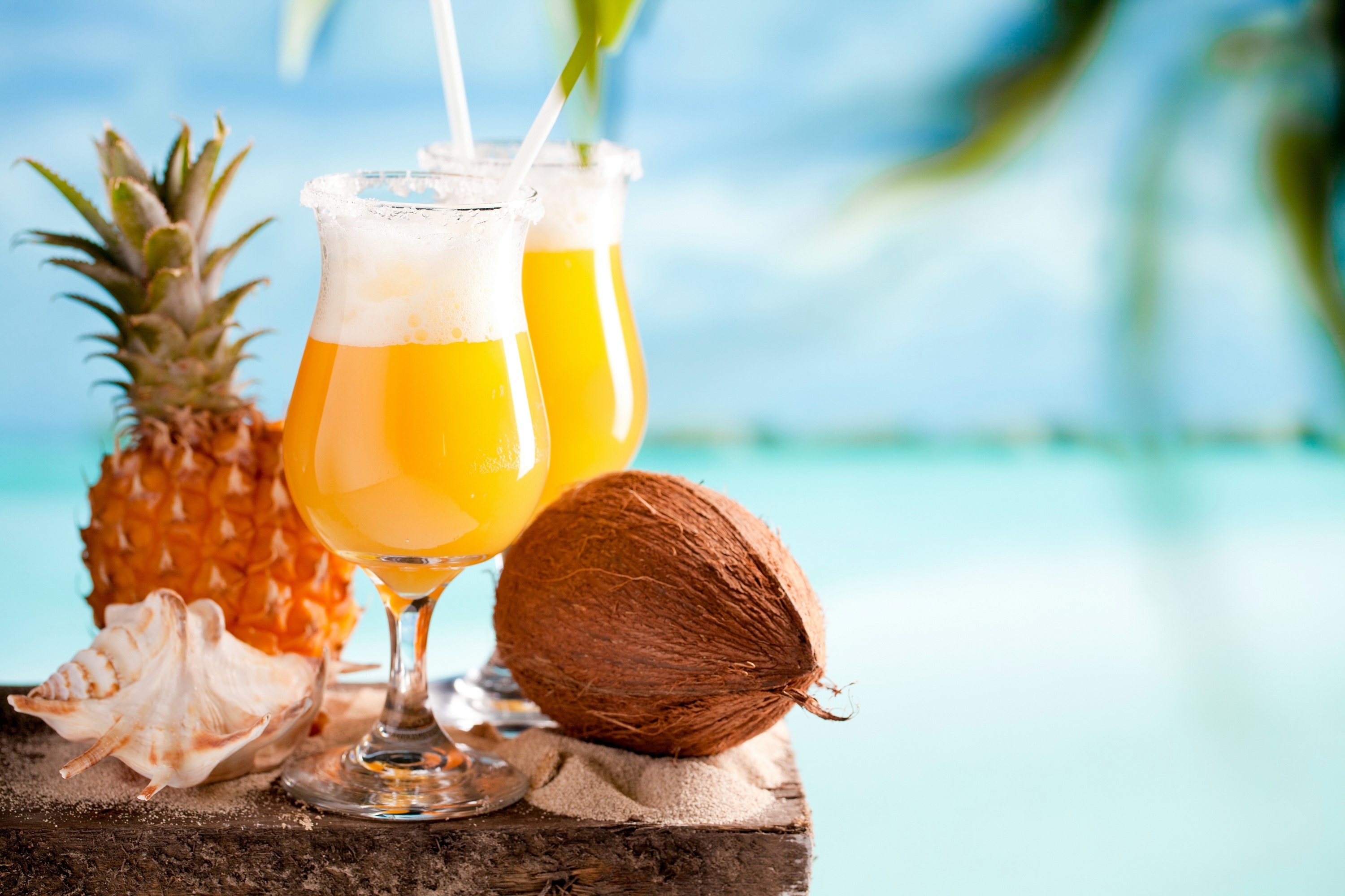 Cocktail Coconut Drink Glass Pineapple Summer 3000x2000
