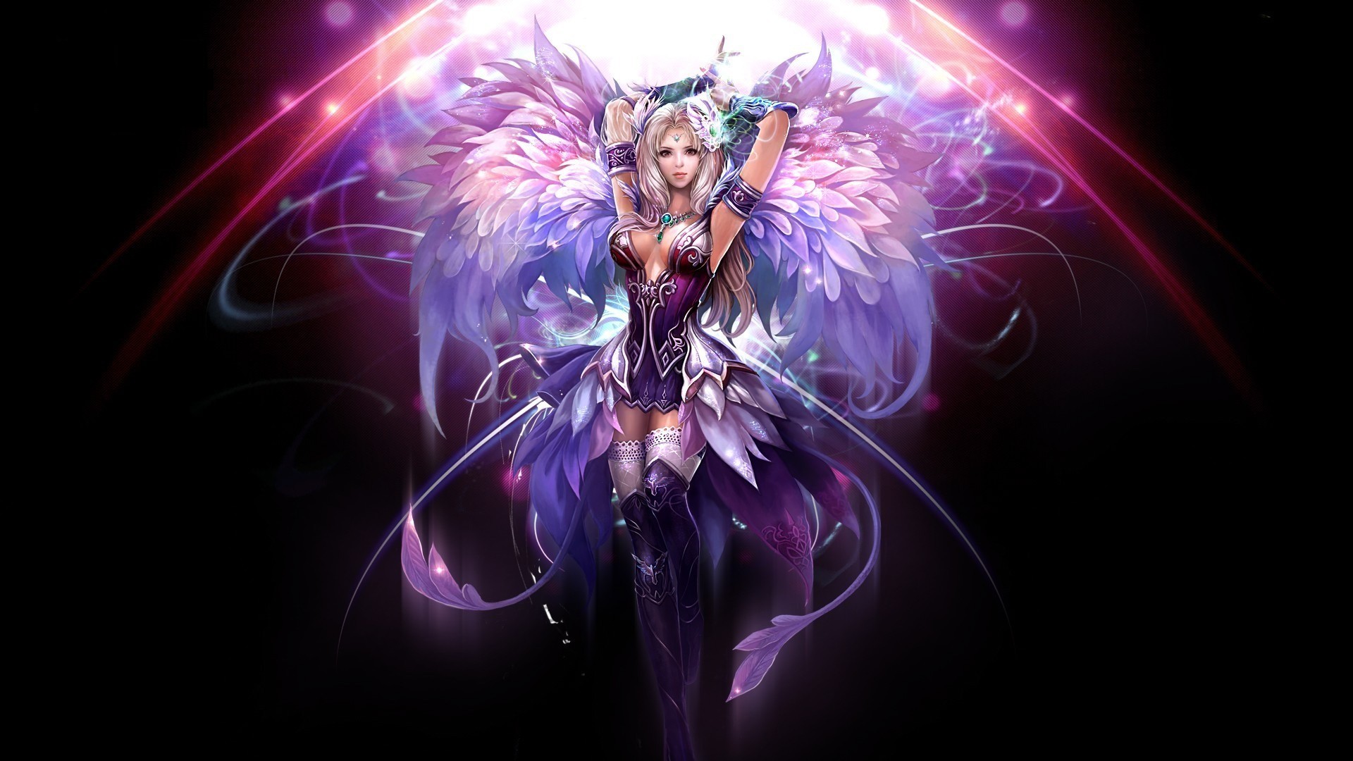 Angel Fantasy Perfect World Purple Wings 1920x1080