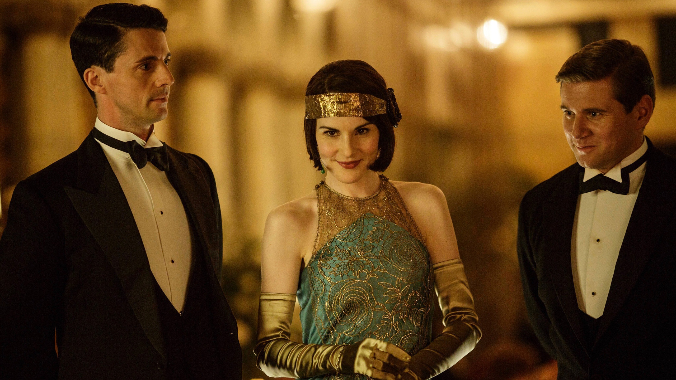 Allen Leech Downton Abbey Matthew Goode Michelle Dockery 2560x1442