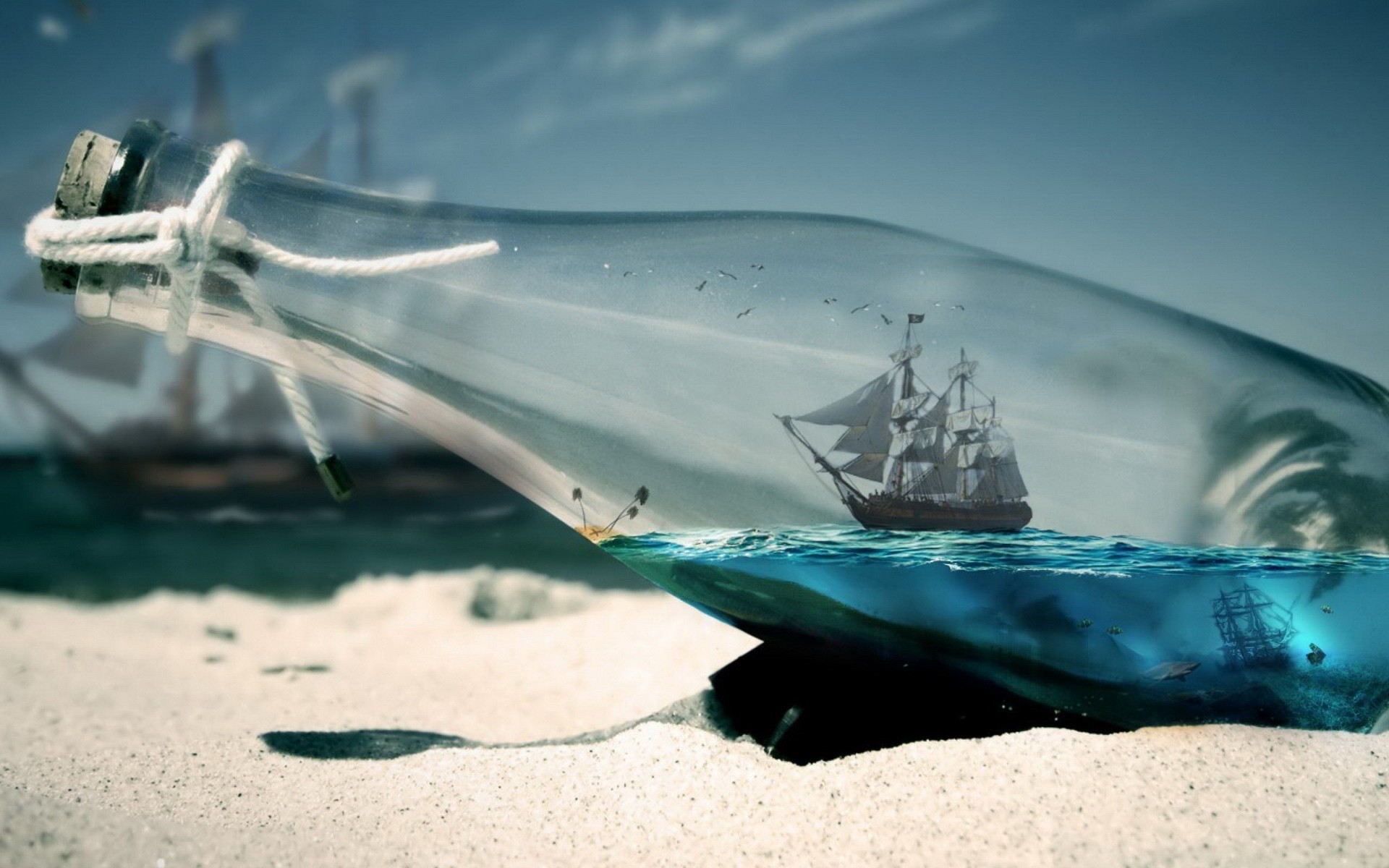 Man Made Ship In A Bottle 1920x1200