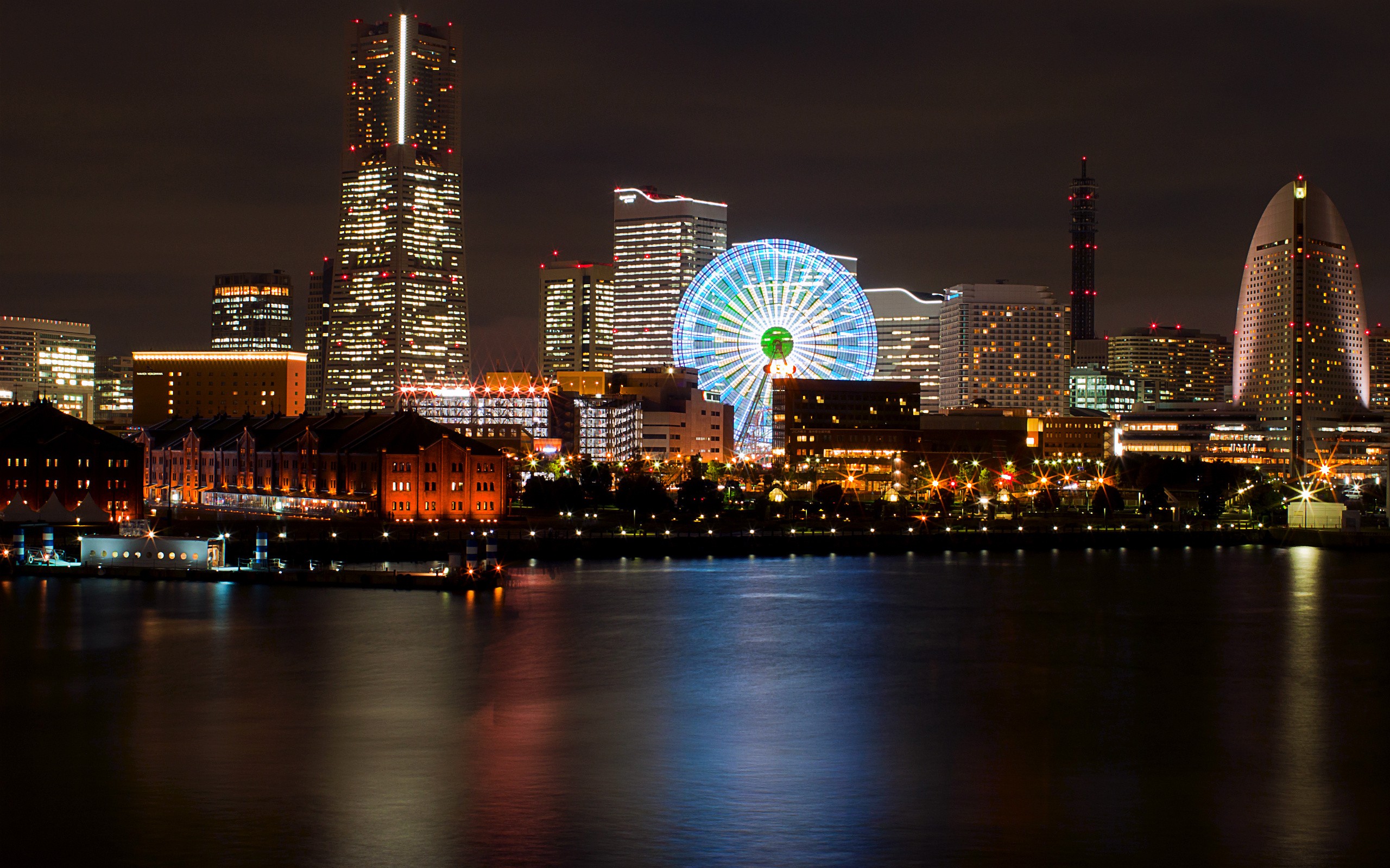 Building Japan Night Skyscraper Yokohama 2560x1600