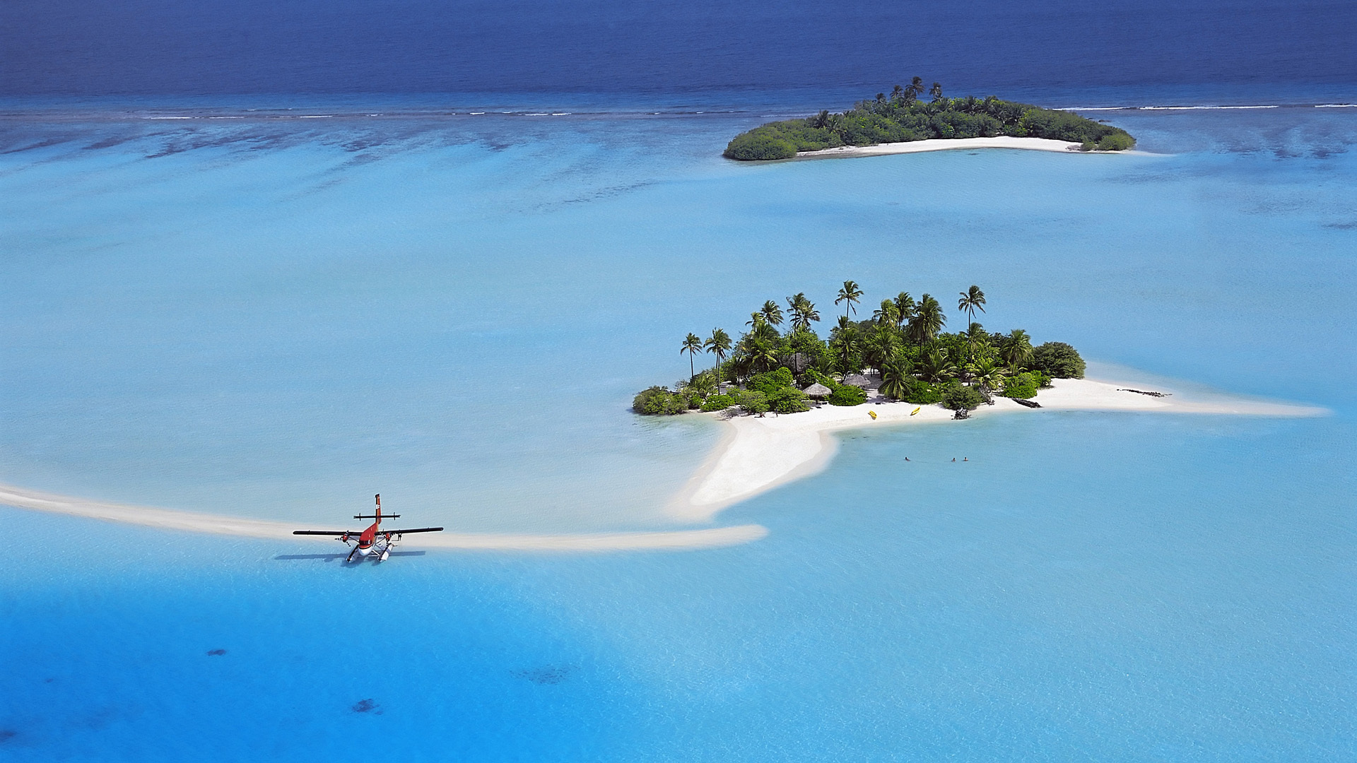 Aircraft Airplane Island Maldives Ocean Seaplane Water 1920x1080