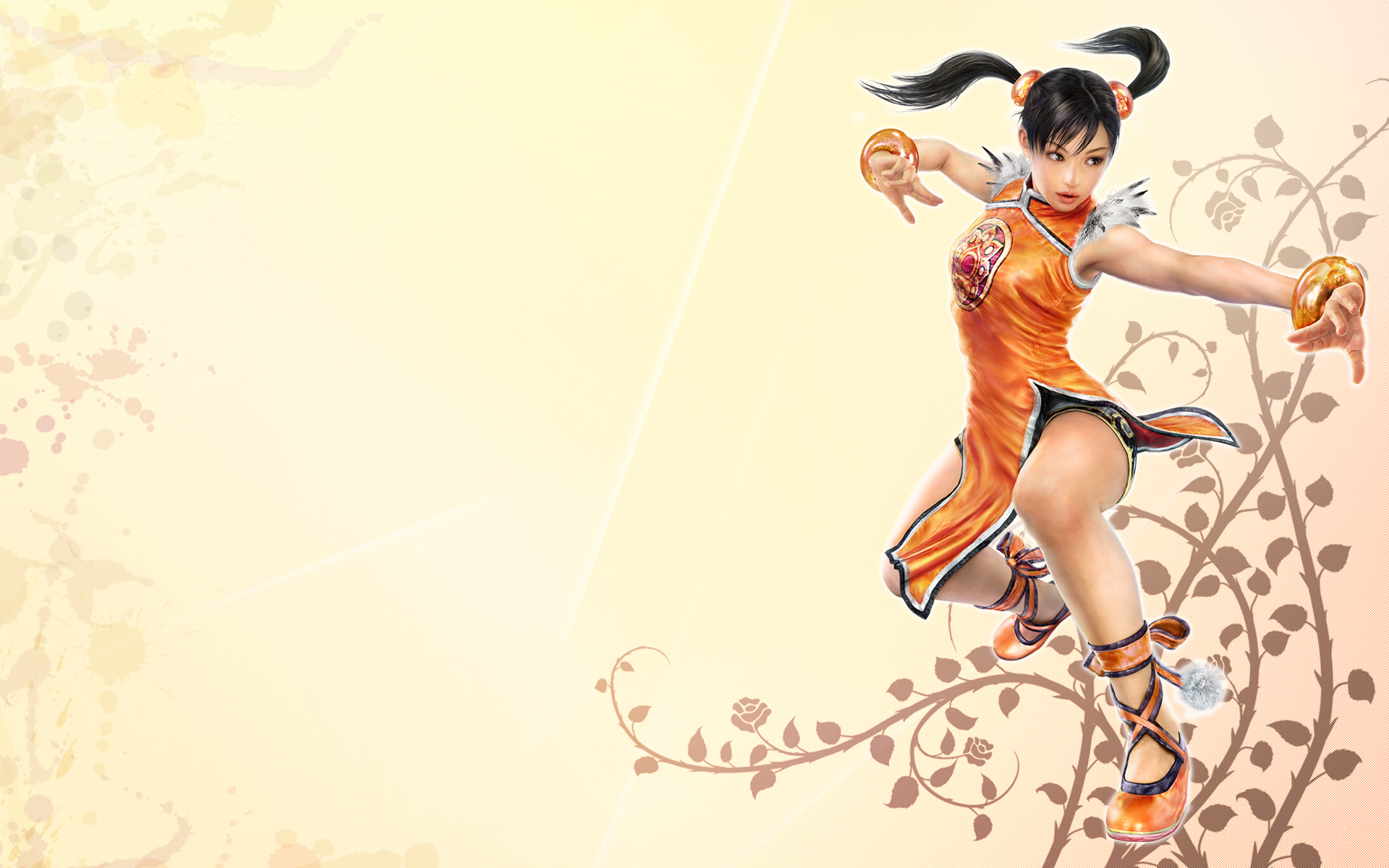 Bracelet Dress Girl Ling Xiaoyu Orange Dress Tekken Twintails 1920x1200