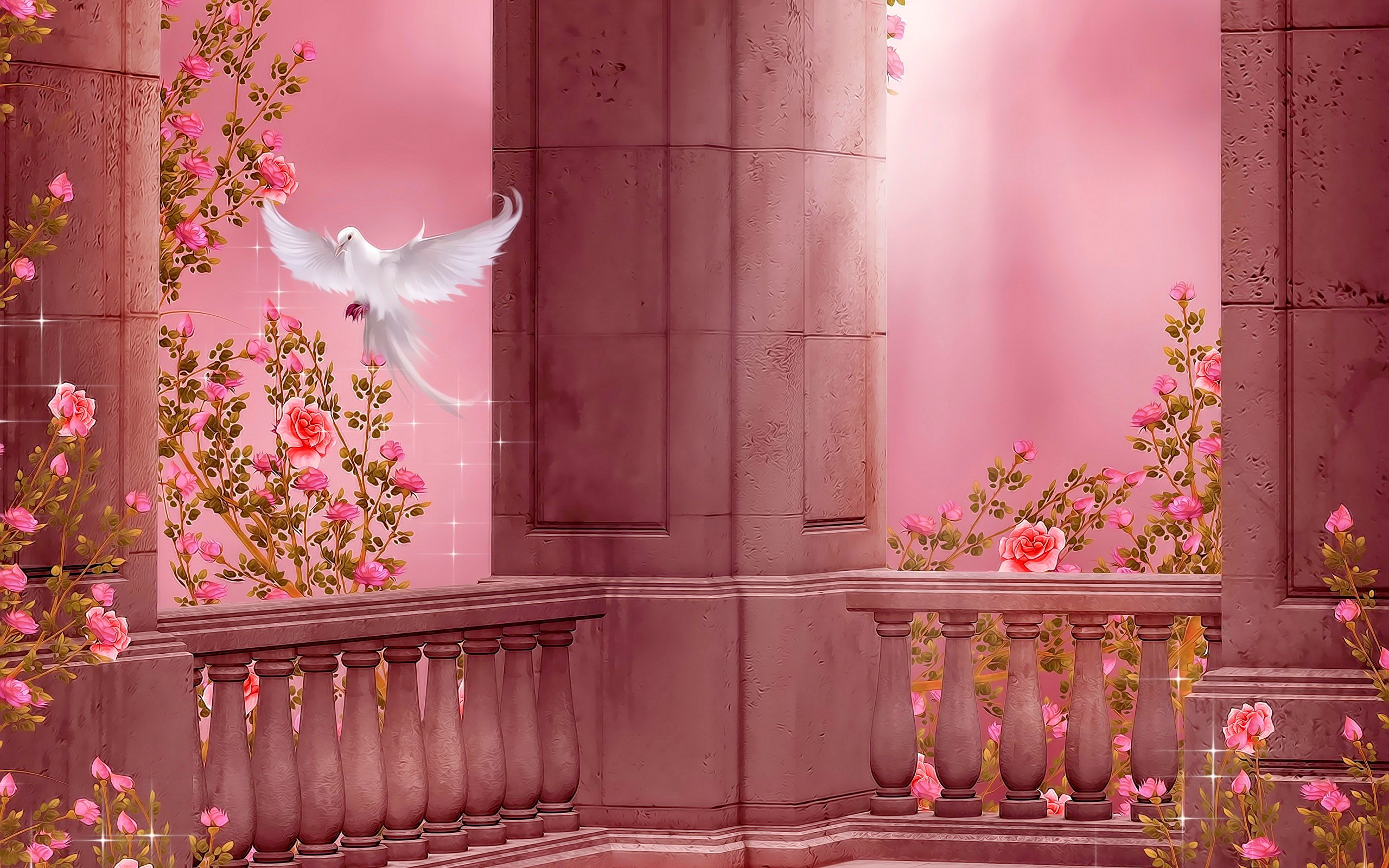Artistic Columns Pigeon Pink Rose 2560x1600