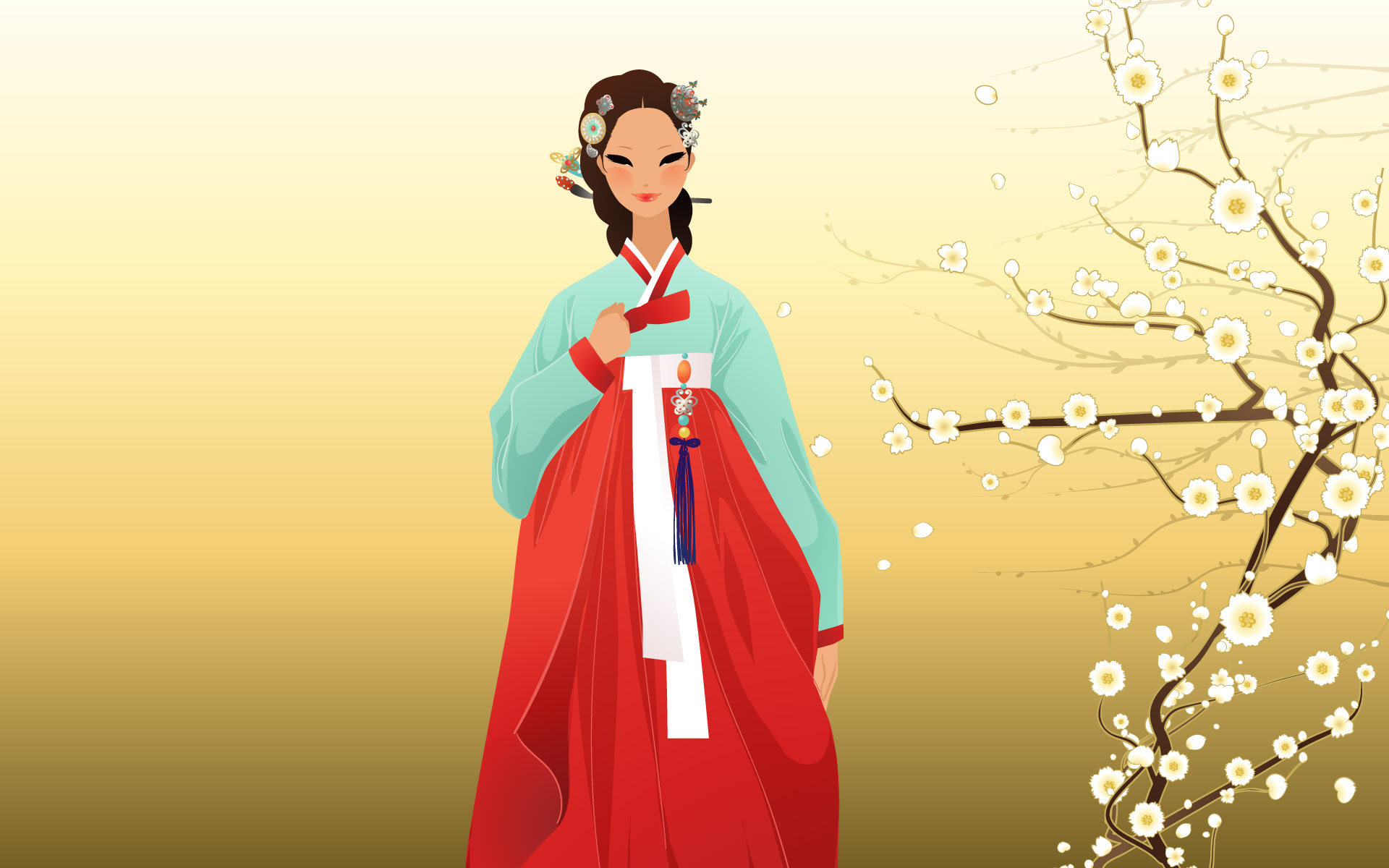 Korea Traditional Costume Woman 1920x1200