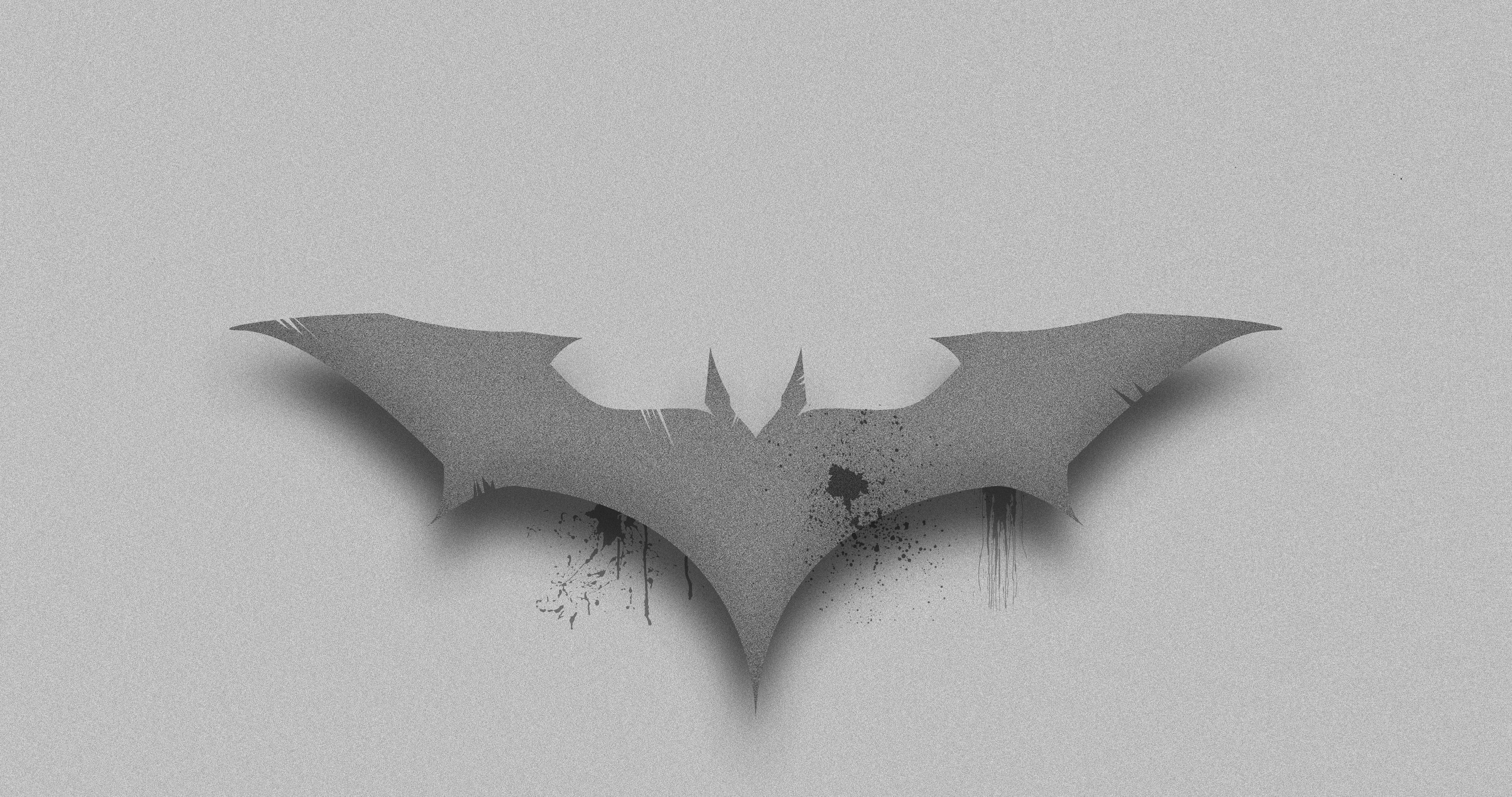 Batman DC Comics Minimalism Gray Bat Wings Logo Comic Art Comic Books Superhero 8192x4320